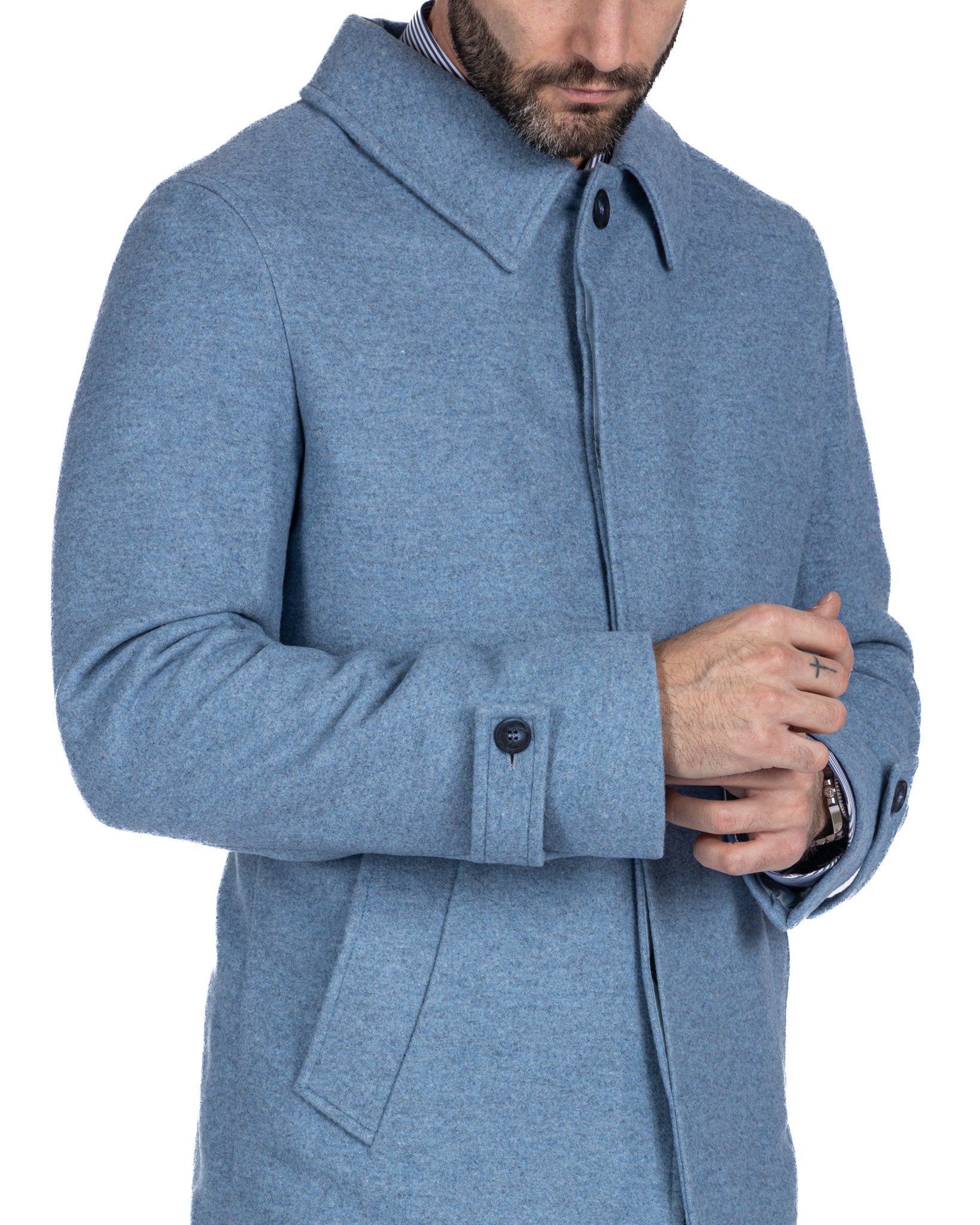 Jean - cappotto monopetto azzurro