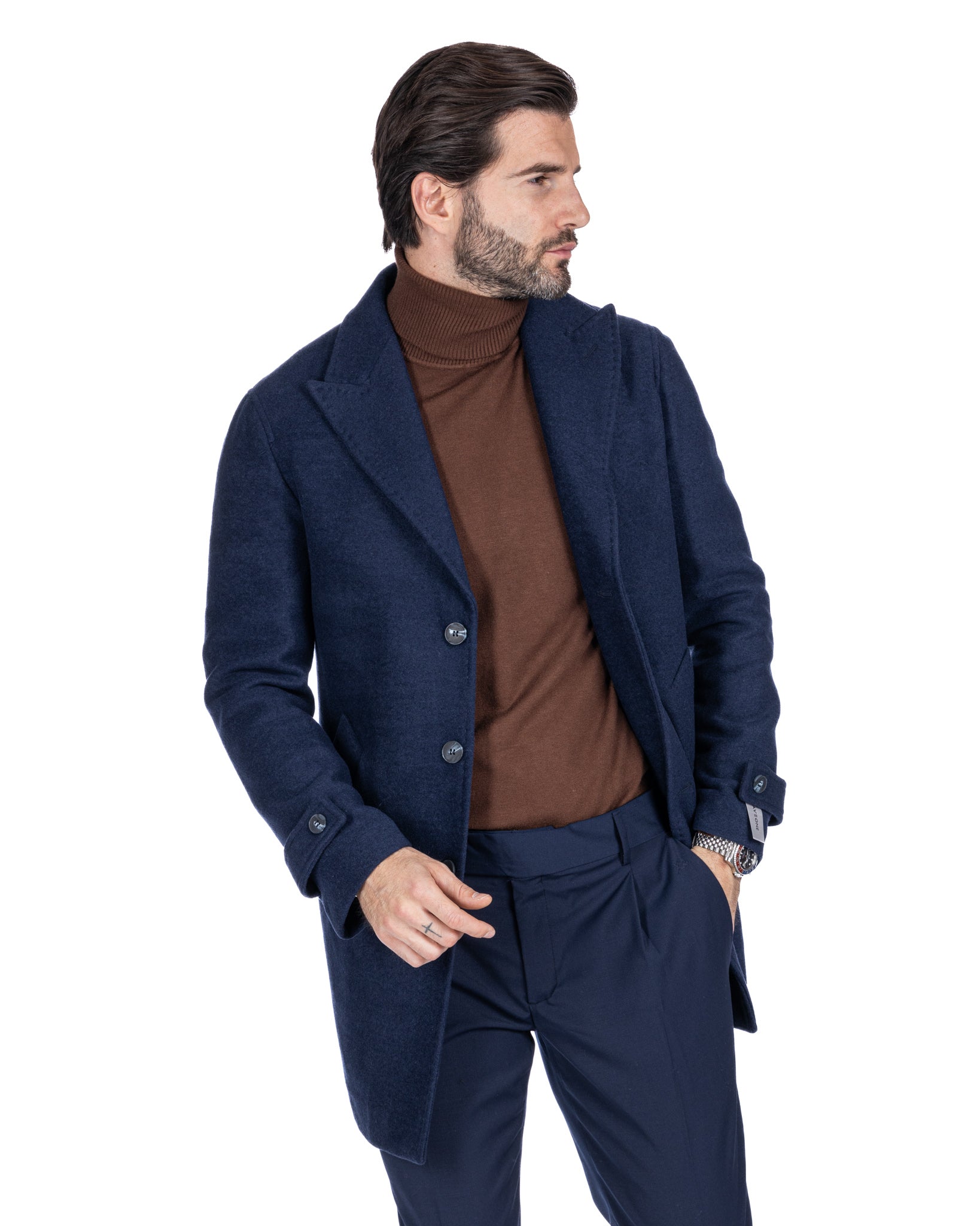 Philippe - cappotto monopetto blu