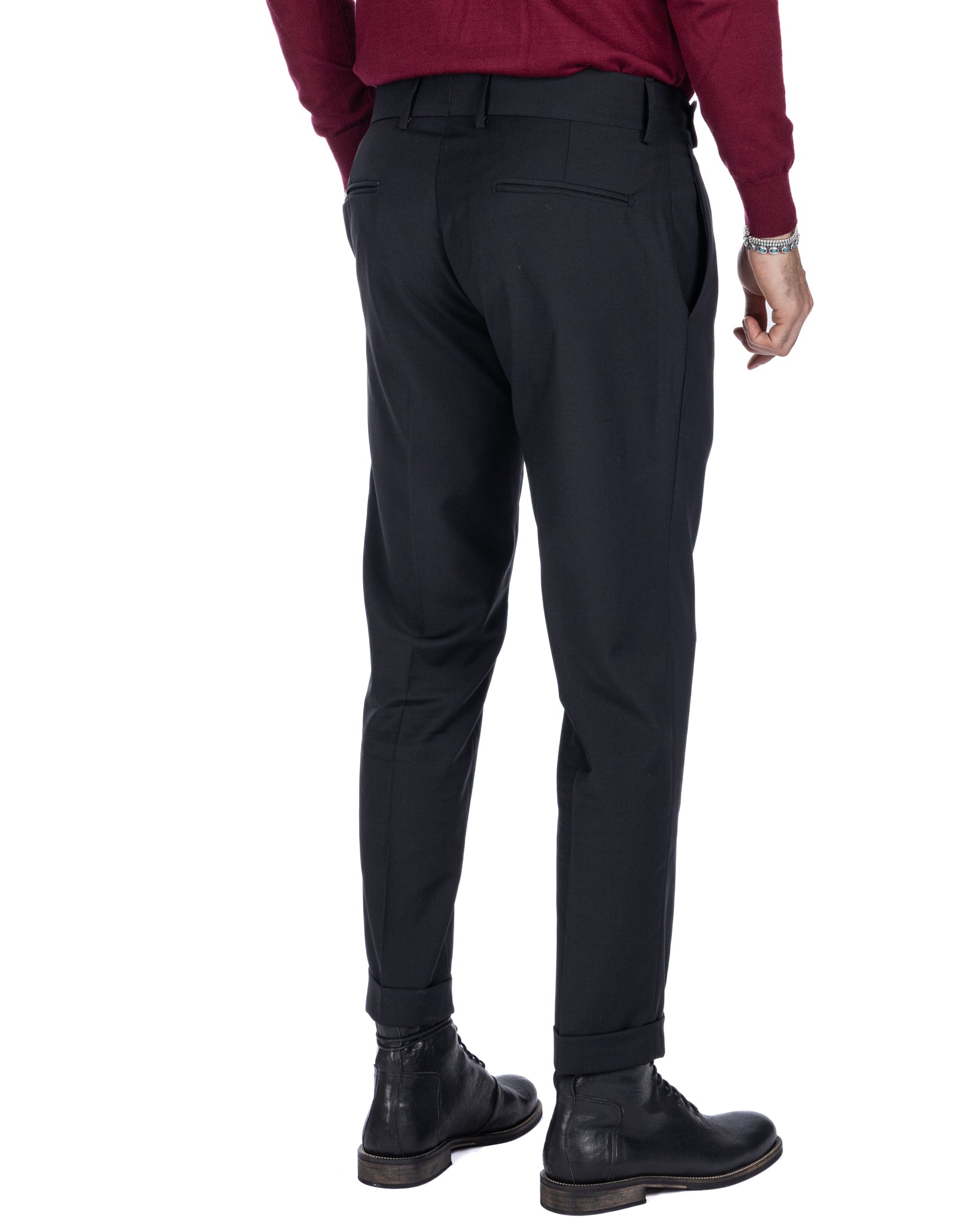 Italian - black high-waisted trousers in wool blend
