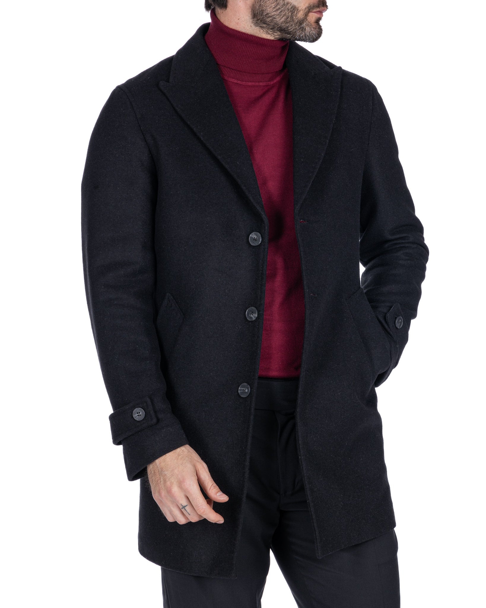 Philippe - cappotto monopetto nero
