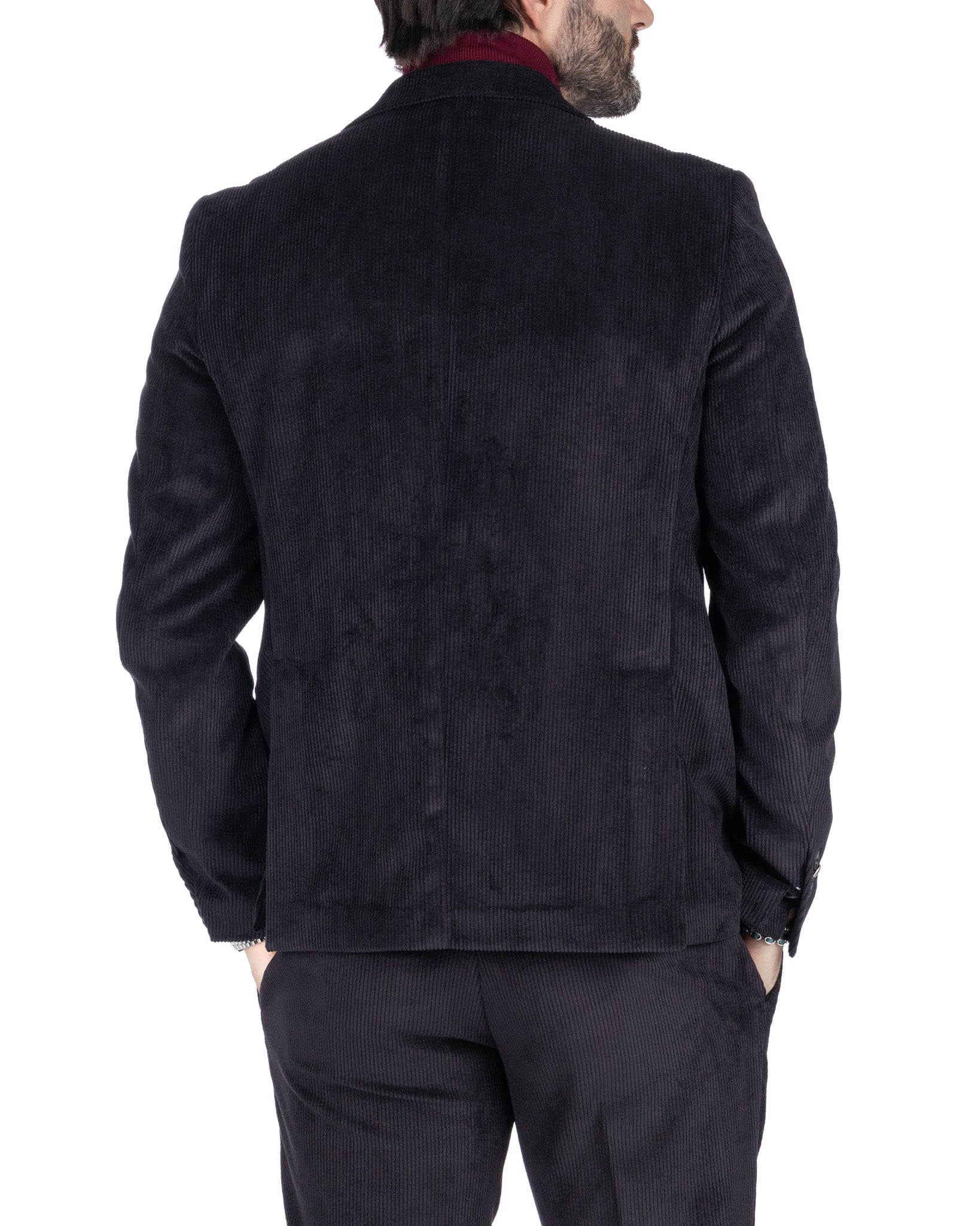 Mads - two-button black velvet jacket