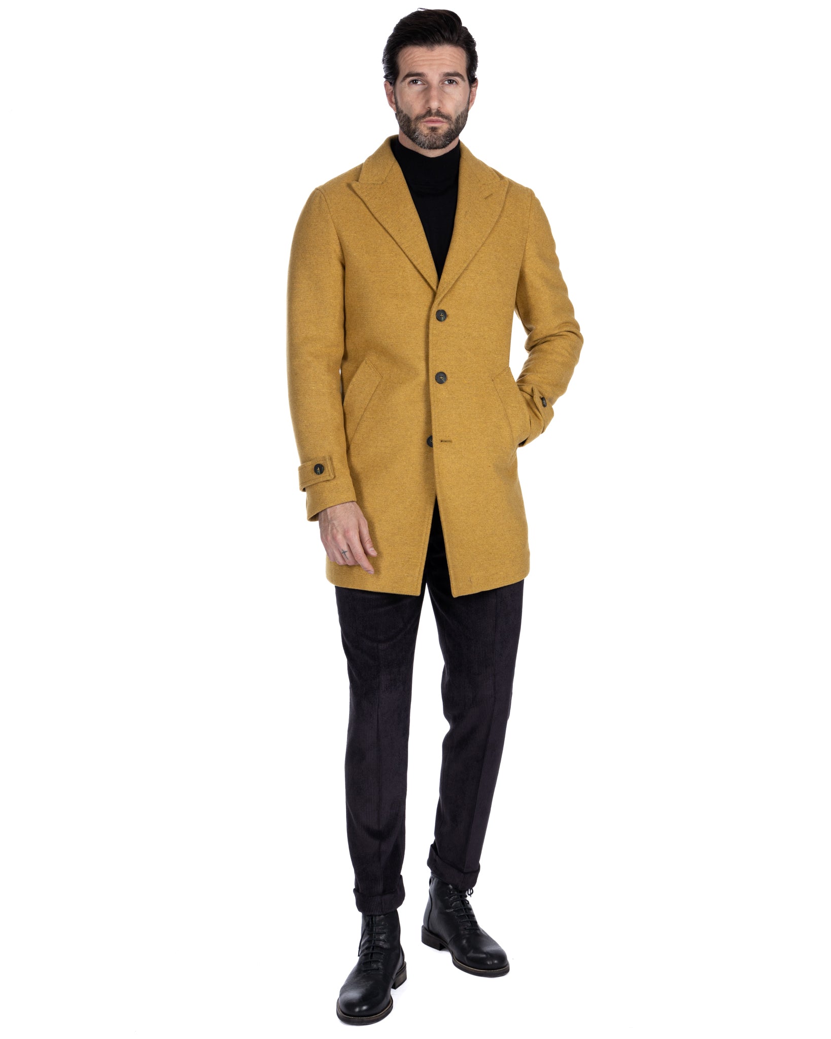 Philippe - mustard single-breasted coat