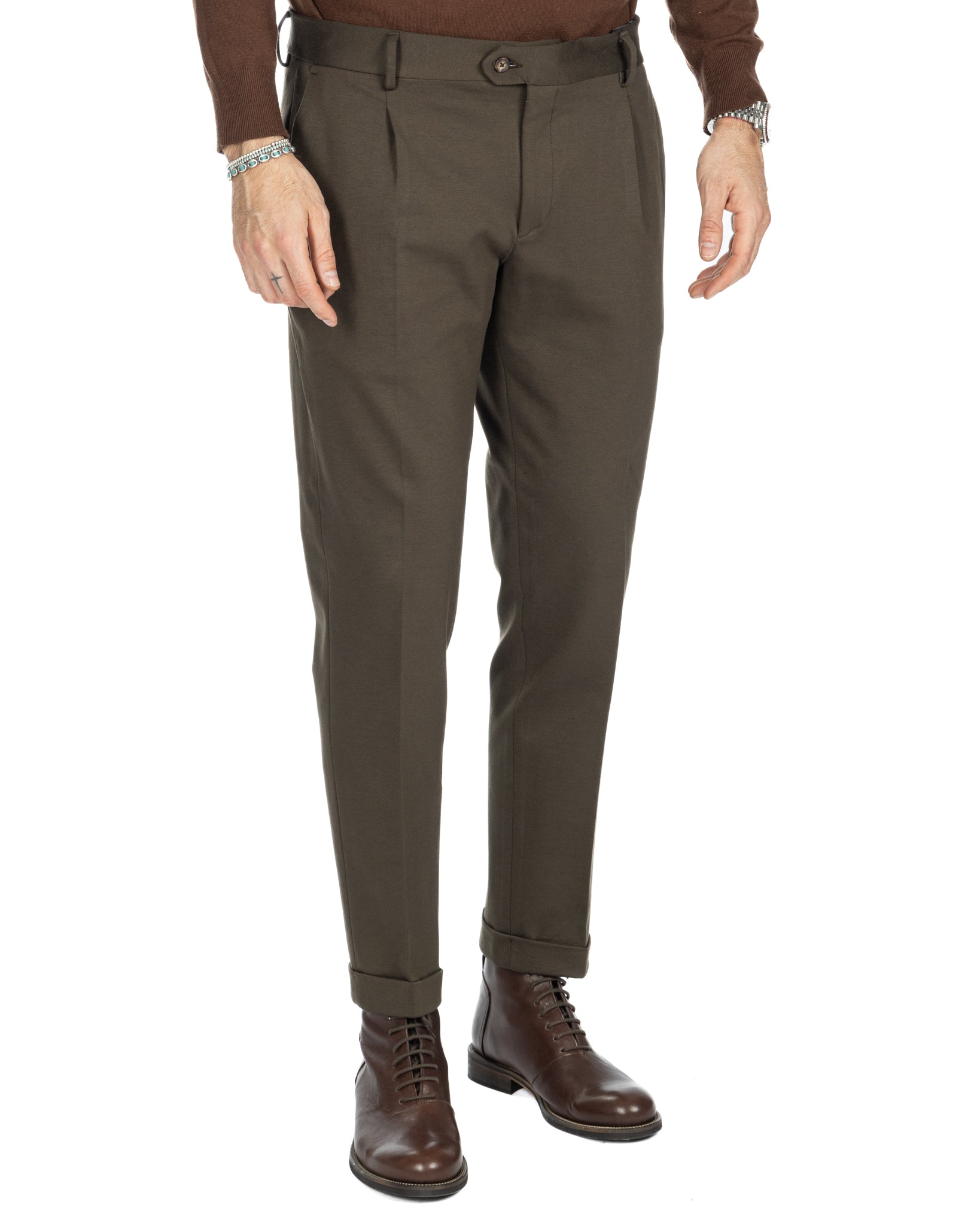 Florence - trousers with a military pleat in Milan stitch