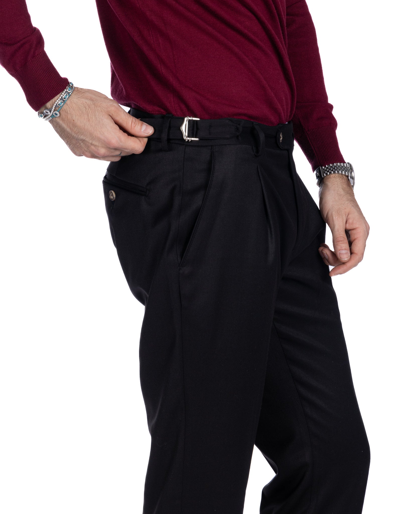 Monopoli - trousers with black buckles