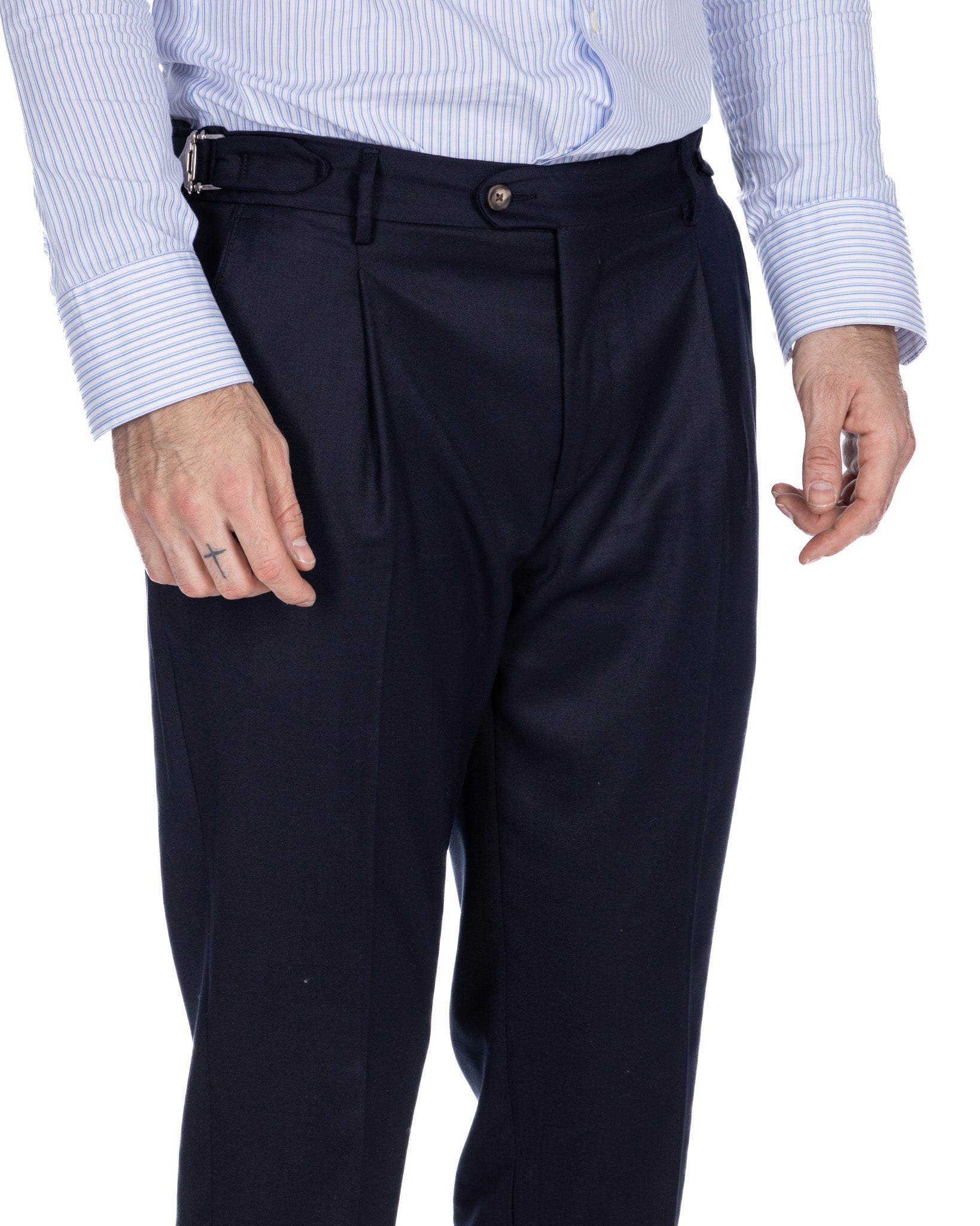 Monopoli - pantalone con fibbie blu