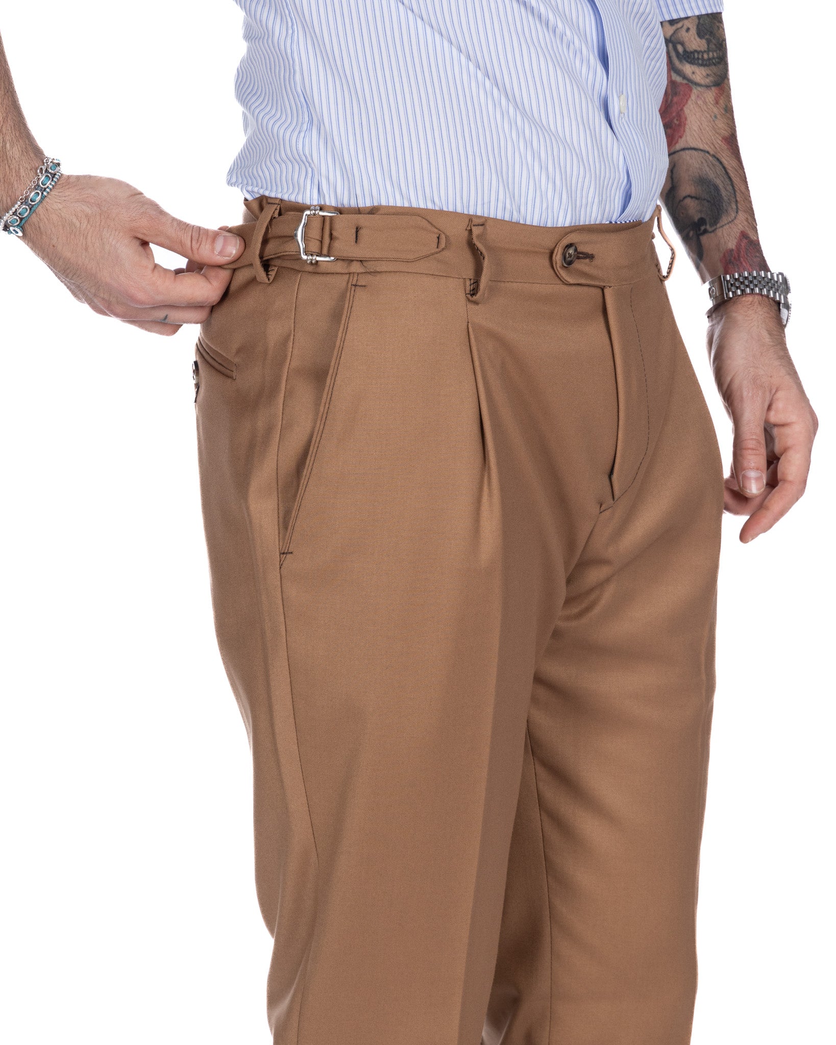 Trani - pantalon taille haute beige