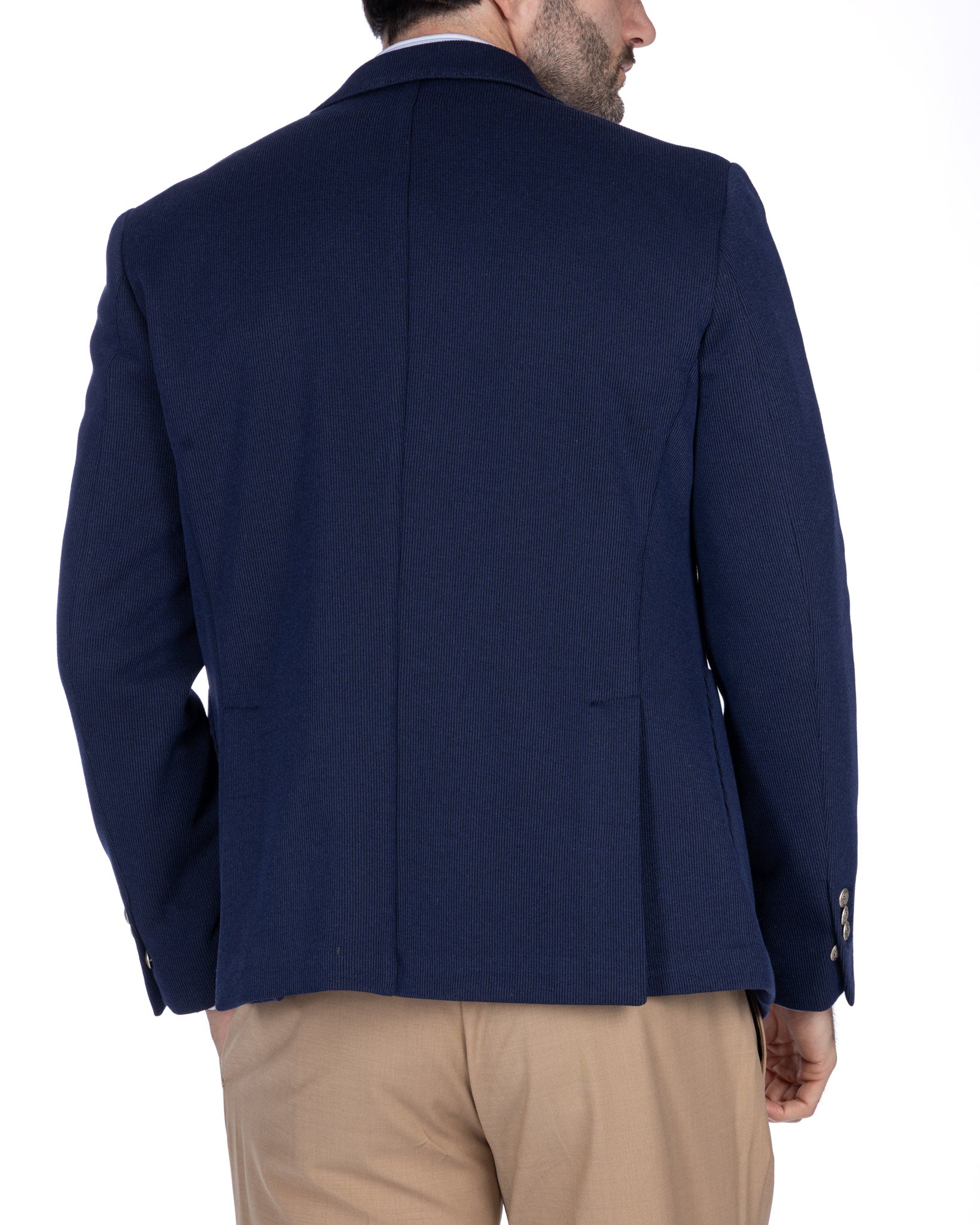 Adolfo - giacca blu doppiopetto in maglina