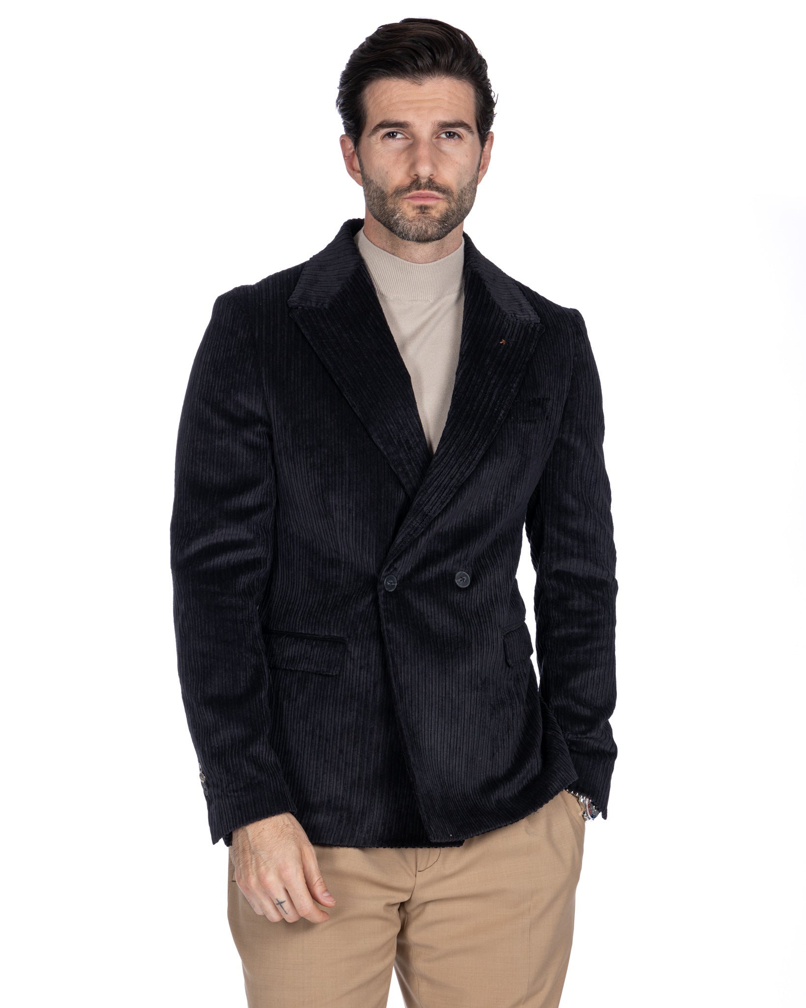 Renè - two-button black velvet jacket