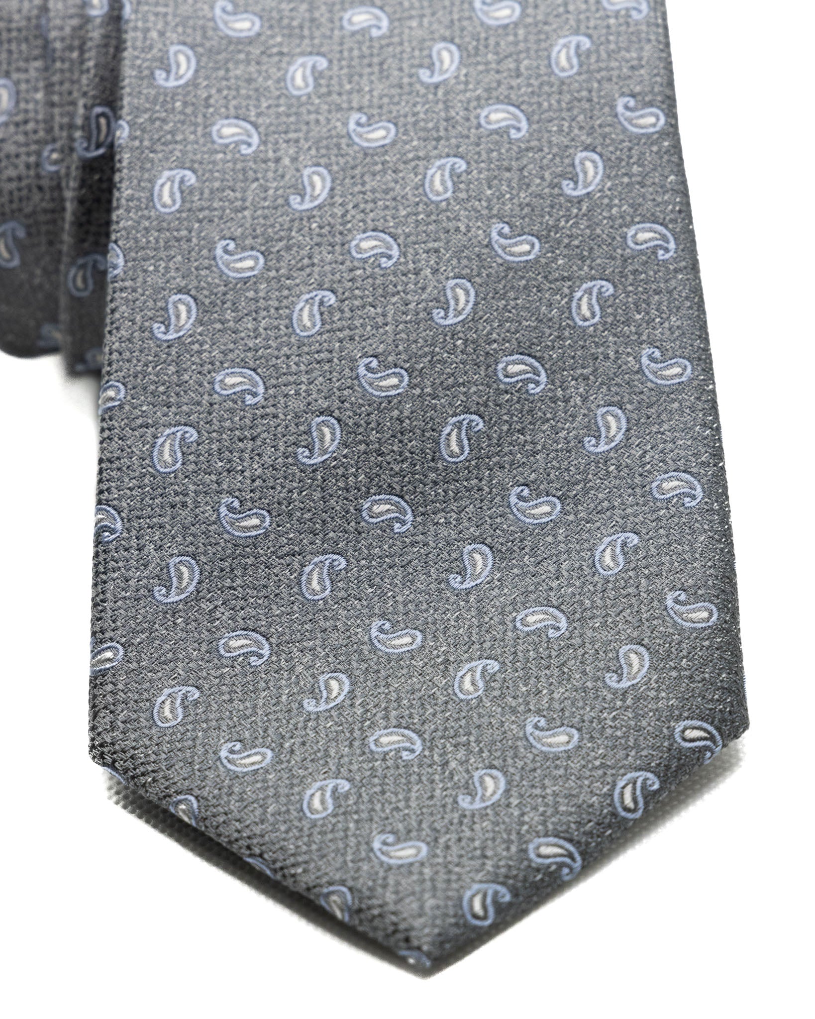 Tie - in gray paisley embossed silk