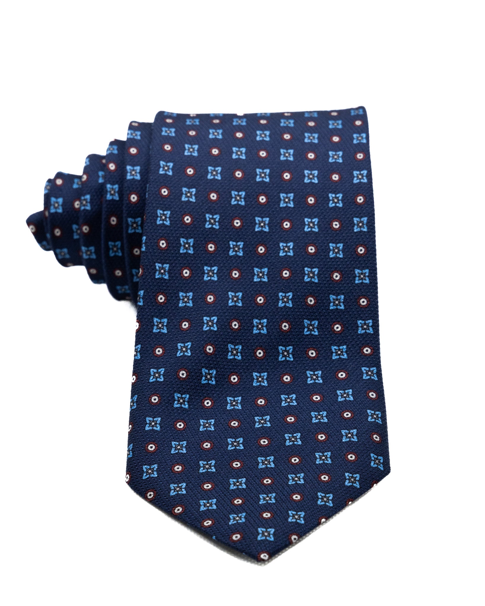 Cravate - en soie bleue à motifs en relief