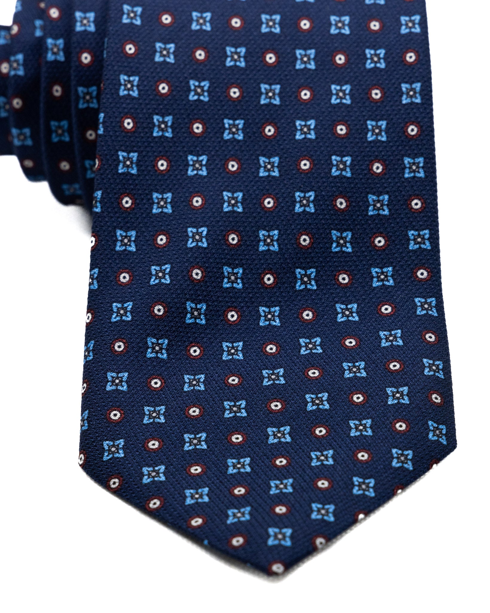 Cravatta - in seta blu disegni in rilievo