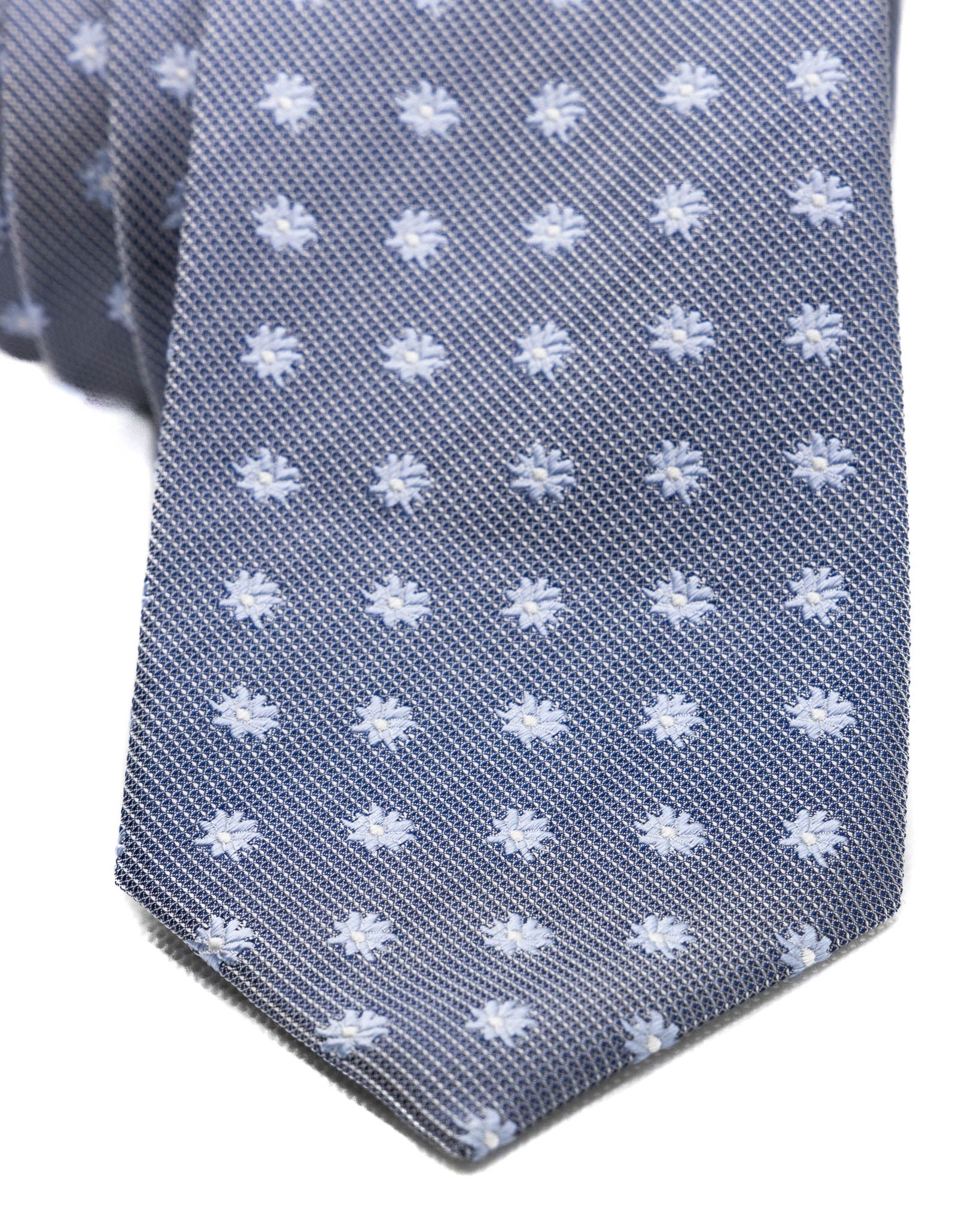 Cravatta - in seta grigia fiori in rilievo