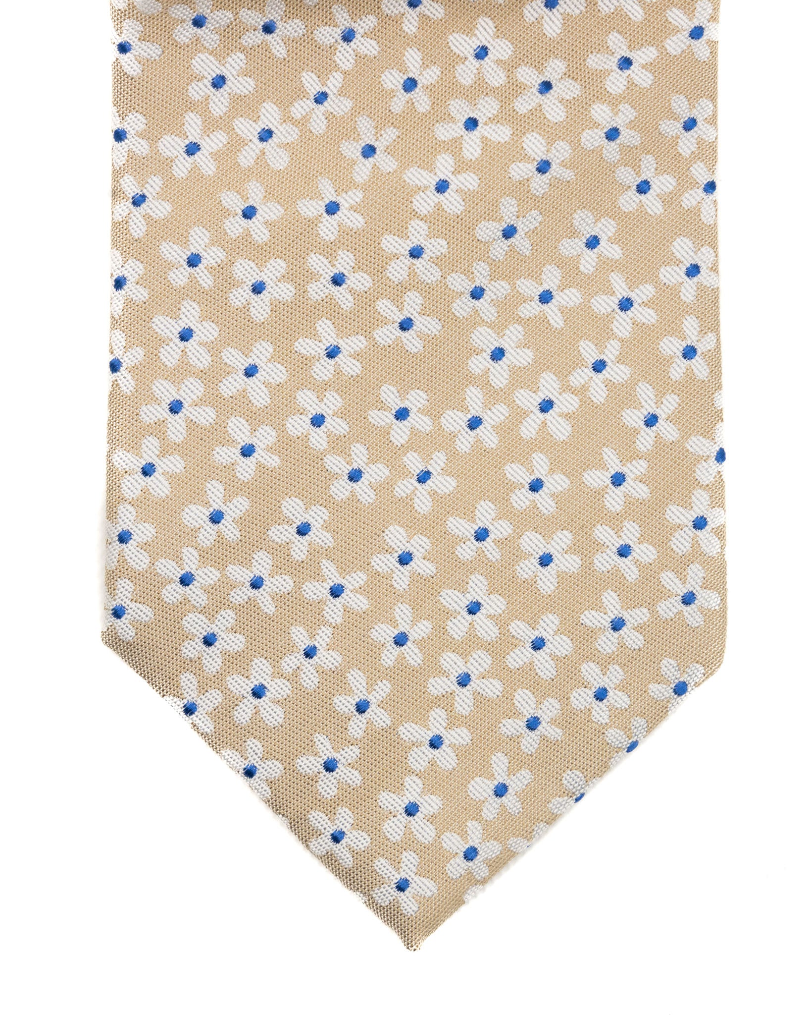 Cravatta - in seta beige fiori in rilievo