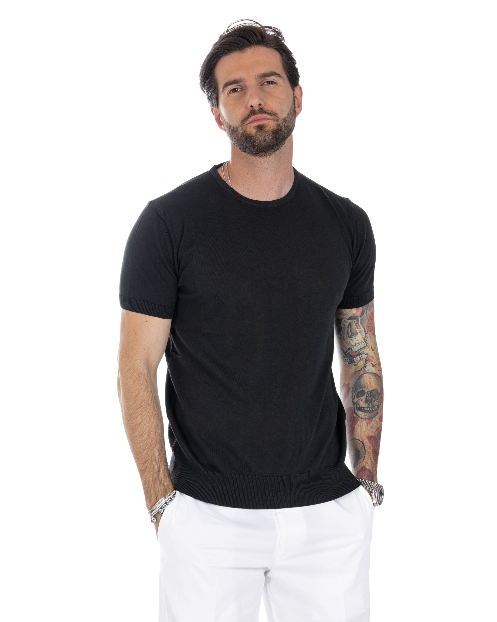 Jannik - t-shirt in maglia nera