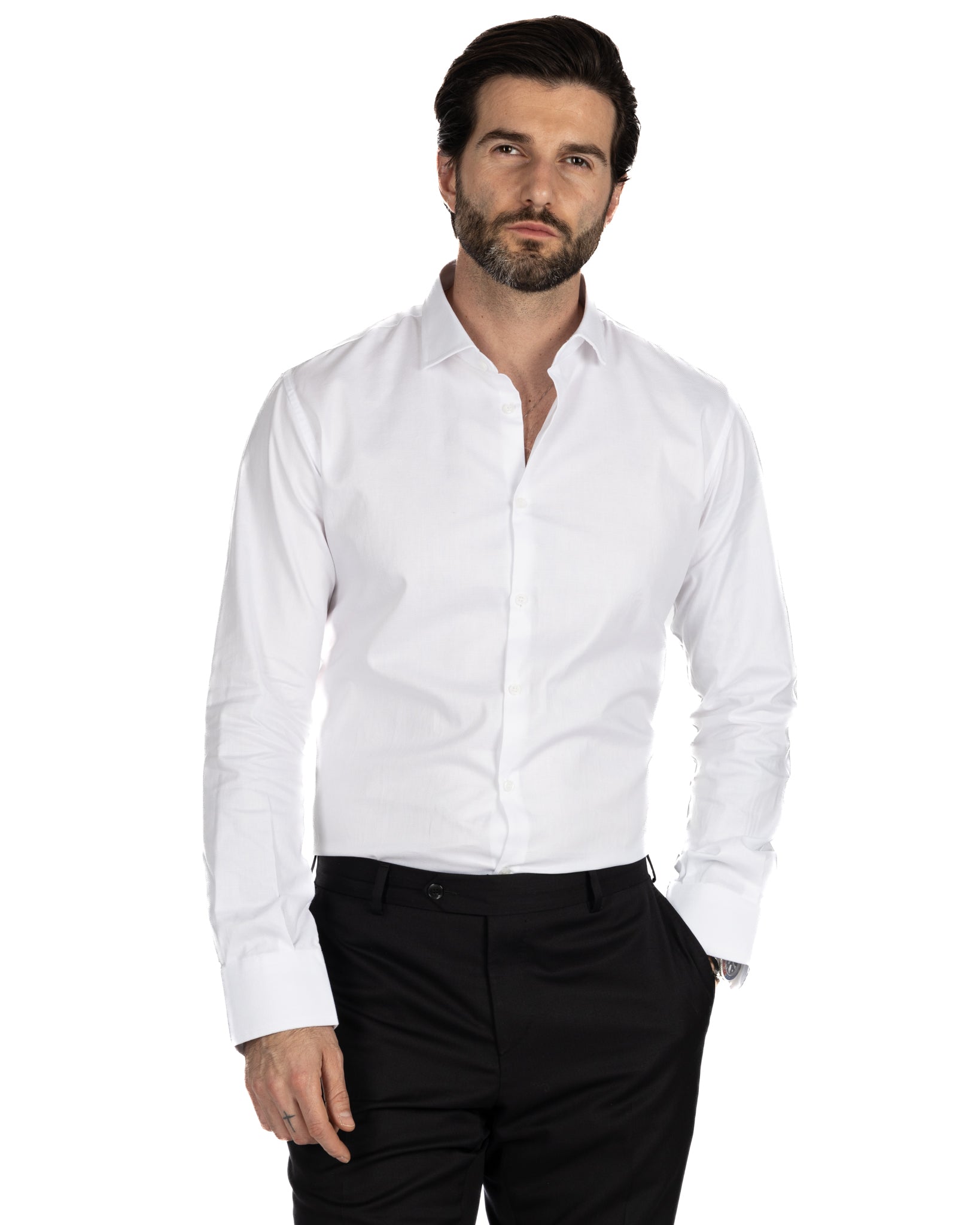 Camicia - slim fit bianca oxford