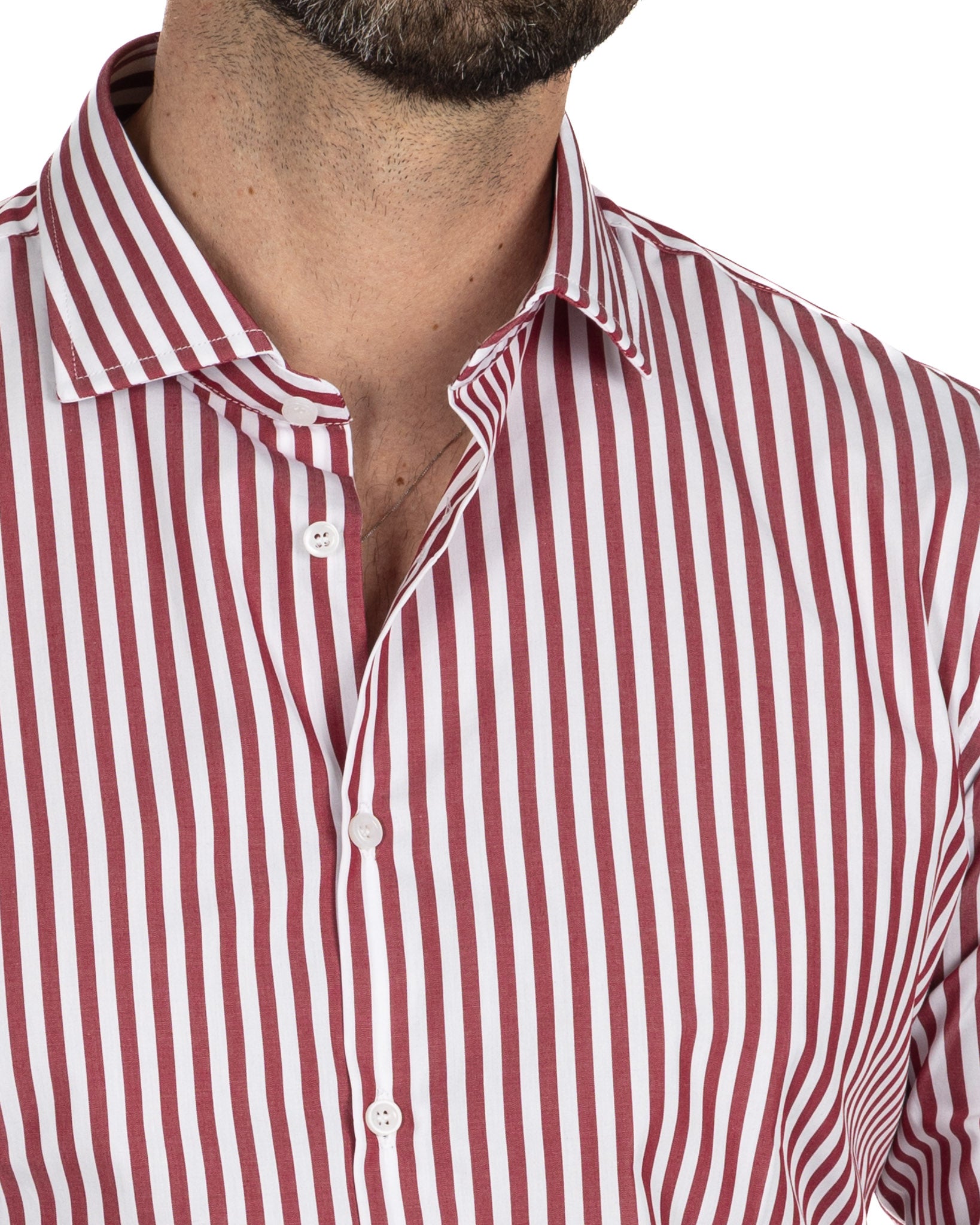 Shirt - slim fit medium stripe burgundy