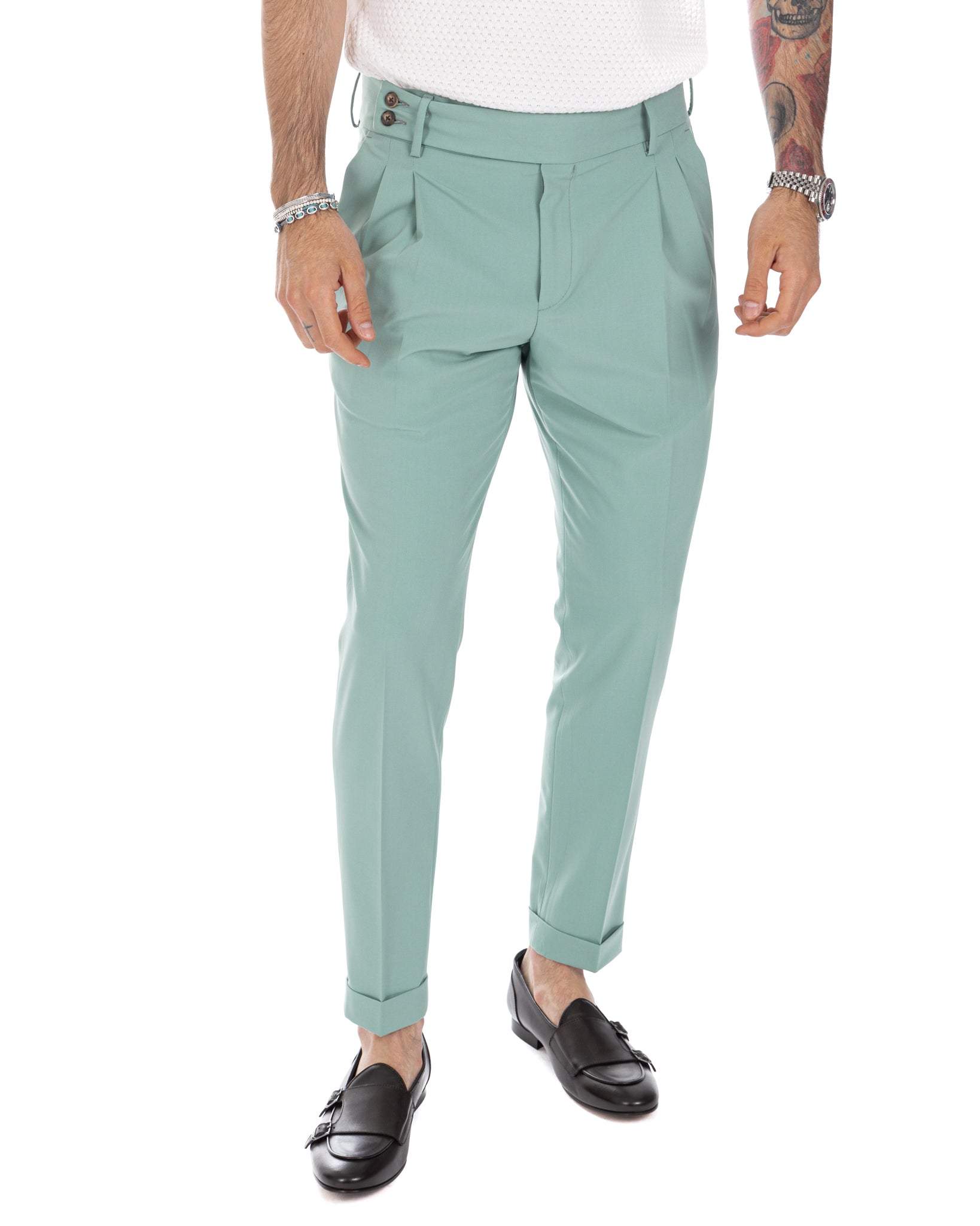 Caprera - turquoise high waisted trousers