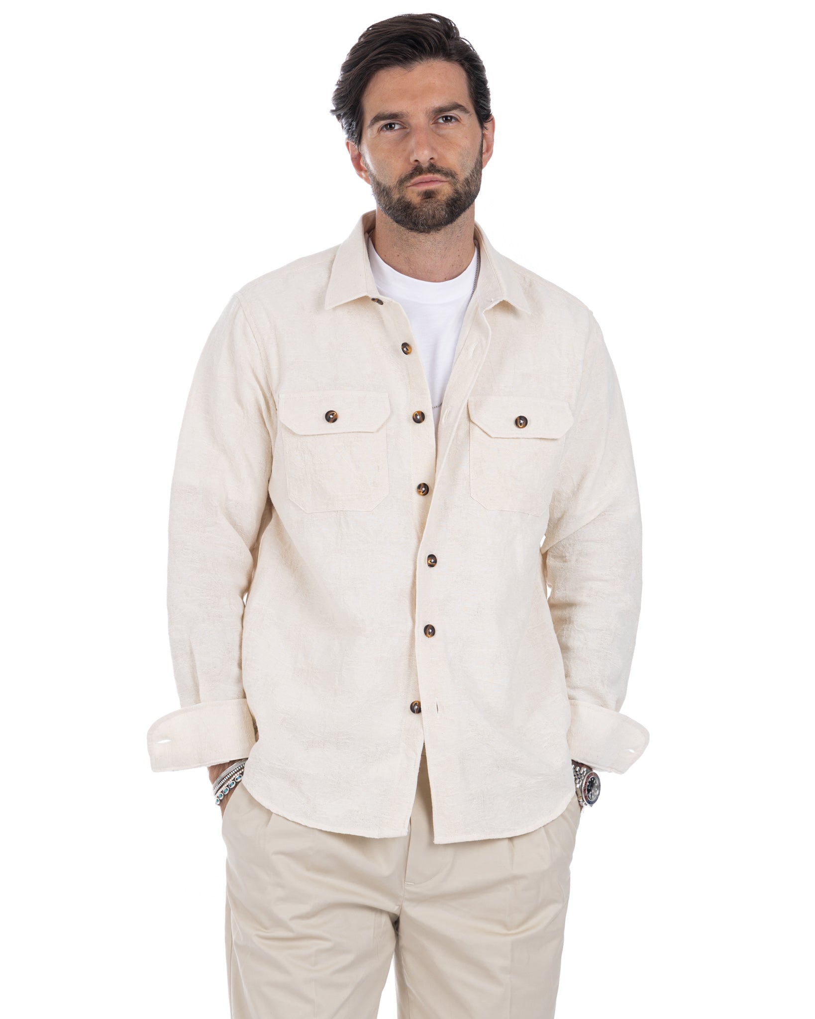 Bahama - cream shirt with relief pattern