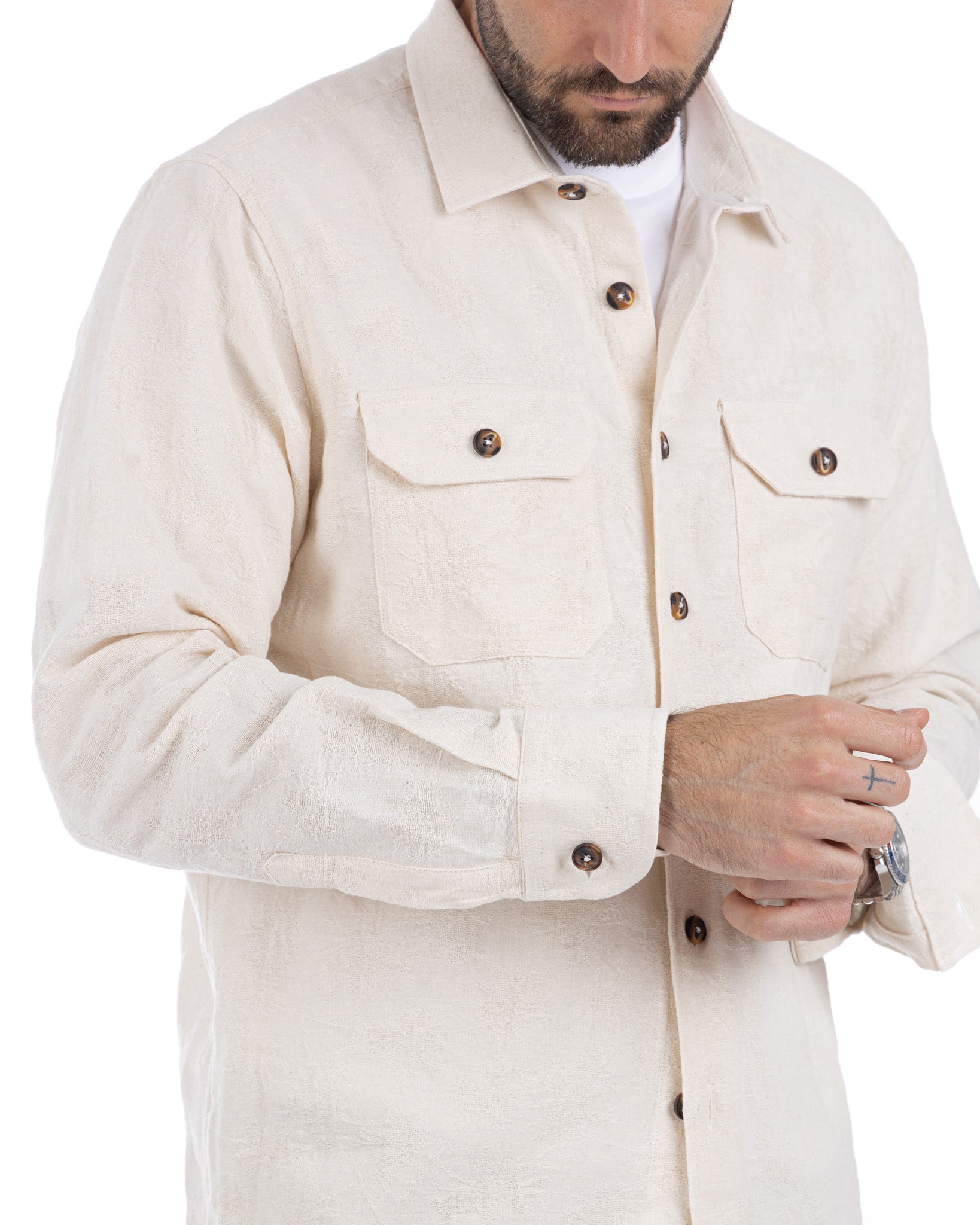 Bahama - cream shirt with relief pattern