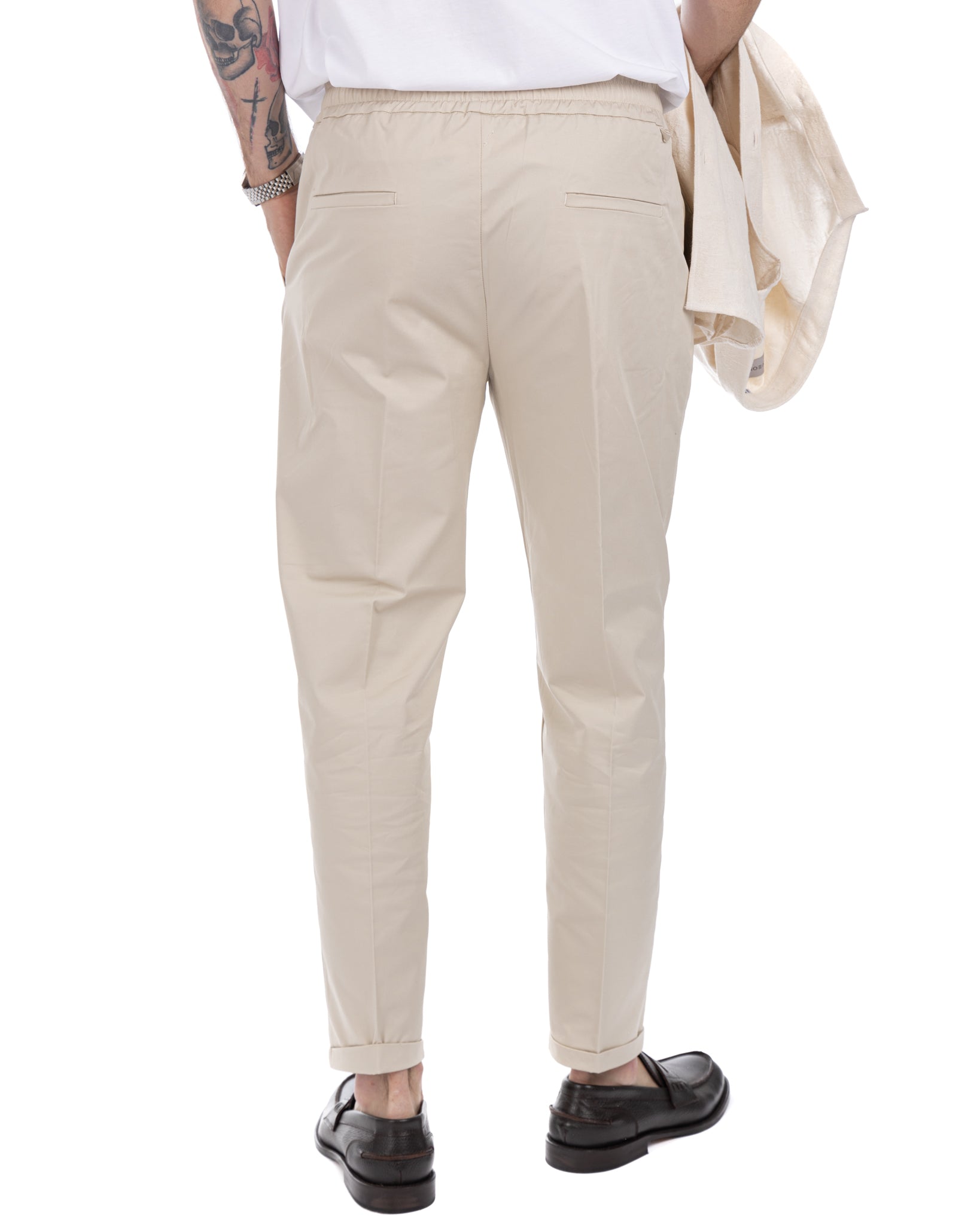 Larry - beige summer cotton trousers