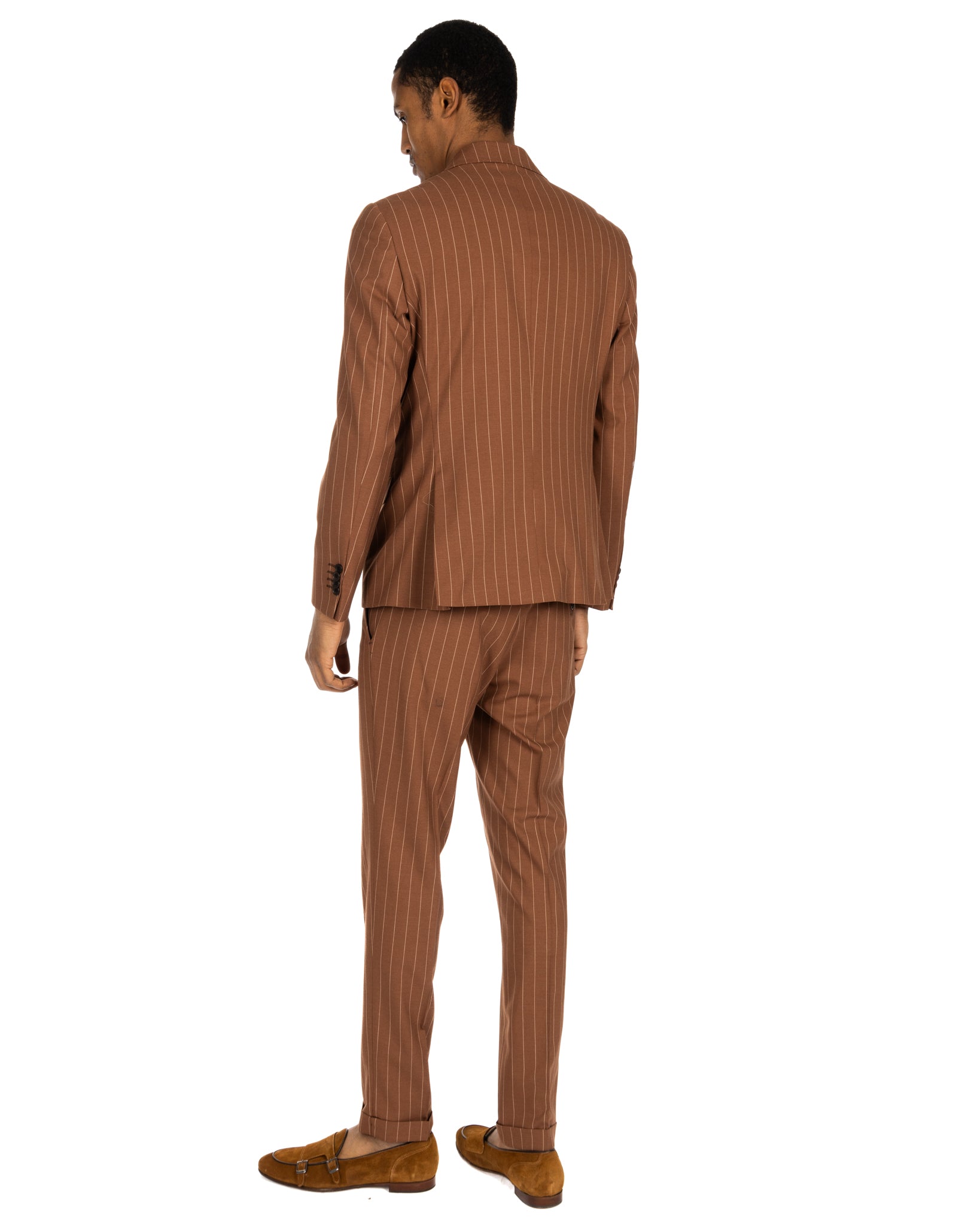Lille - abito monopetto marrone gessato
