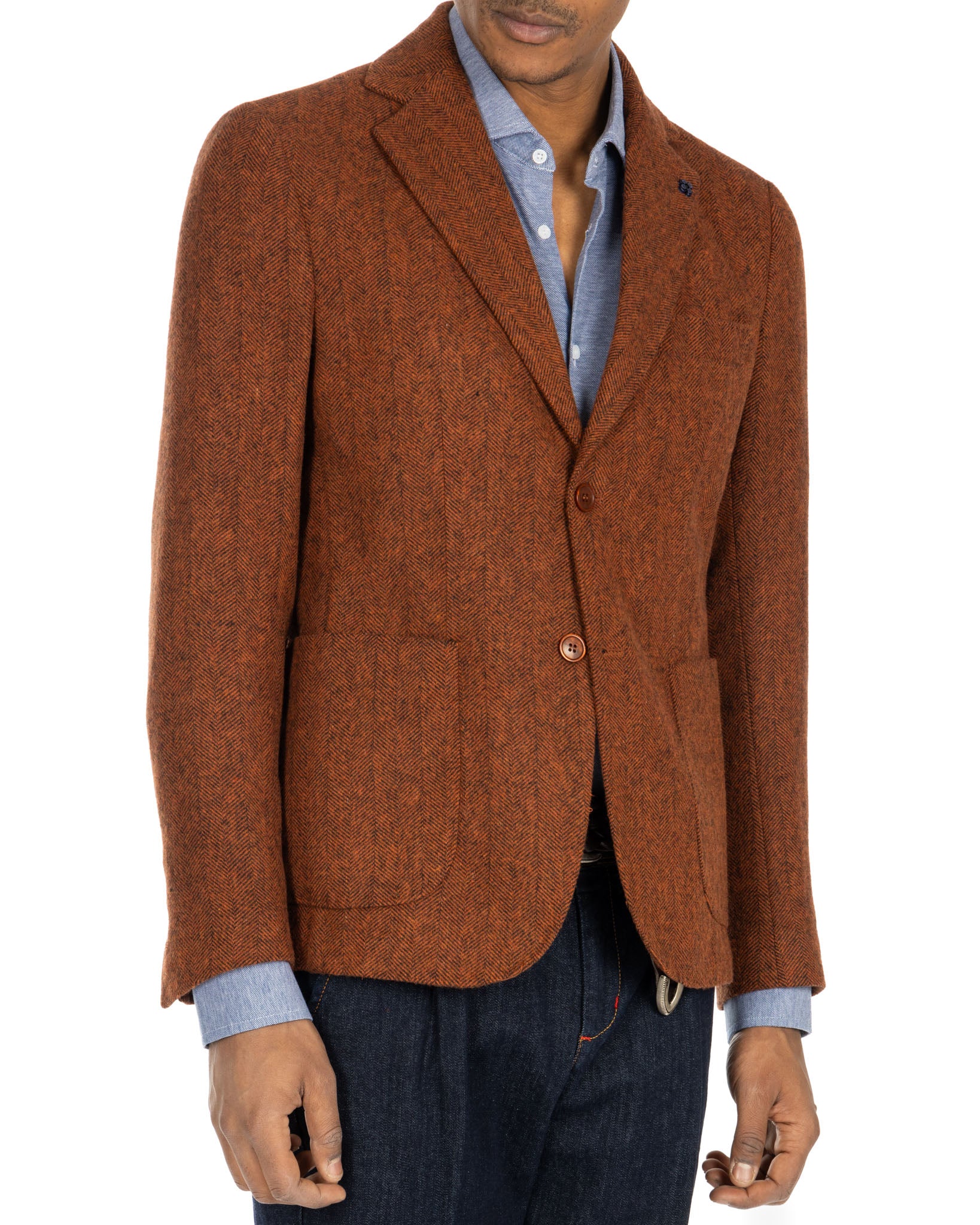 Belluno - orange herringbone weave jacket