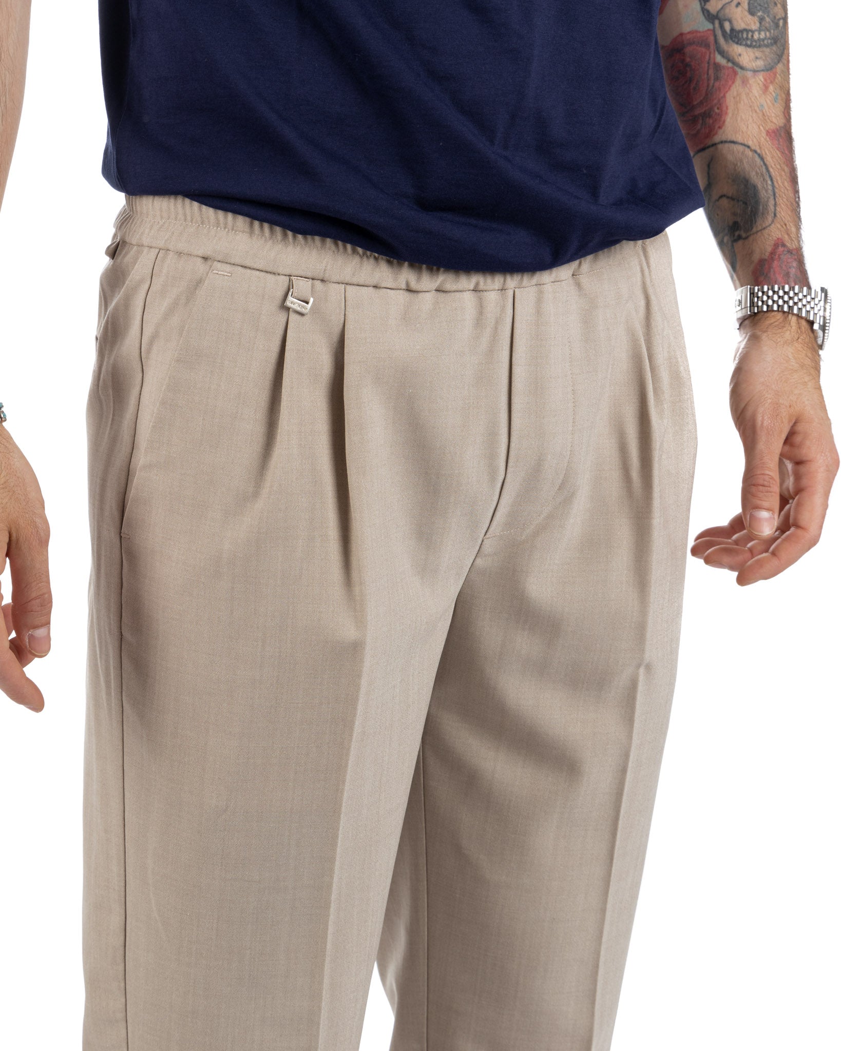 Larry - beige wool blend trousers
