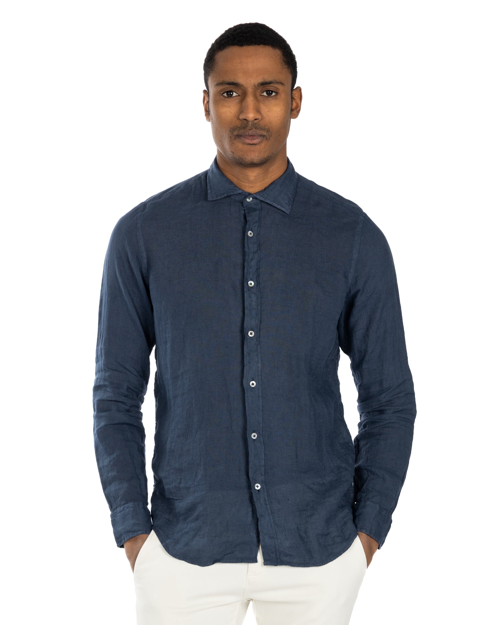 Montecarlo - blue pure linen shirt