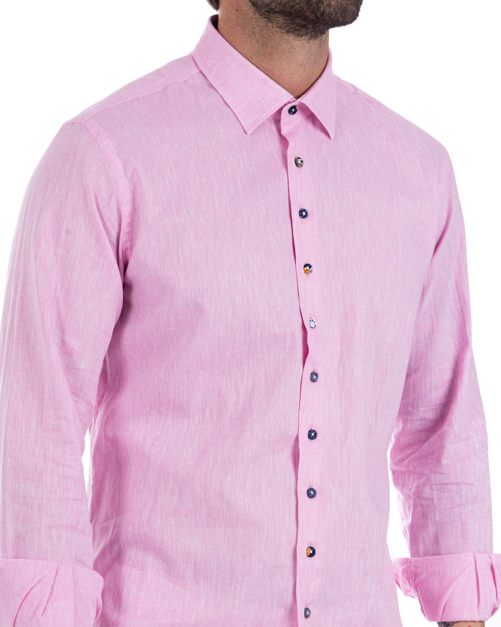 Praiano - chemise française en lin rose