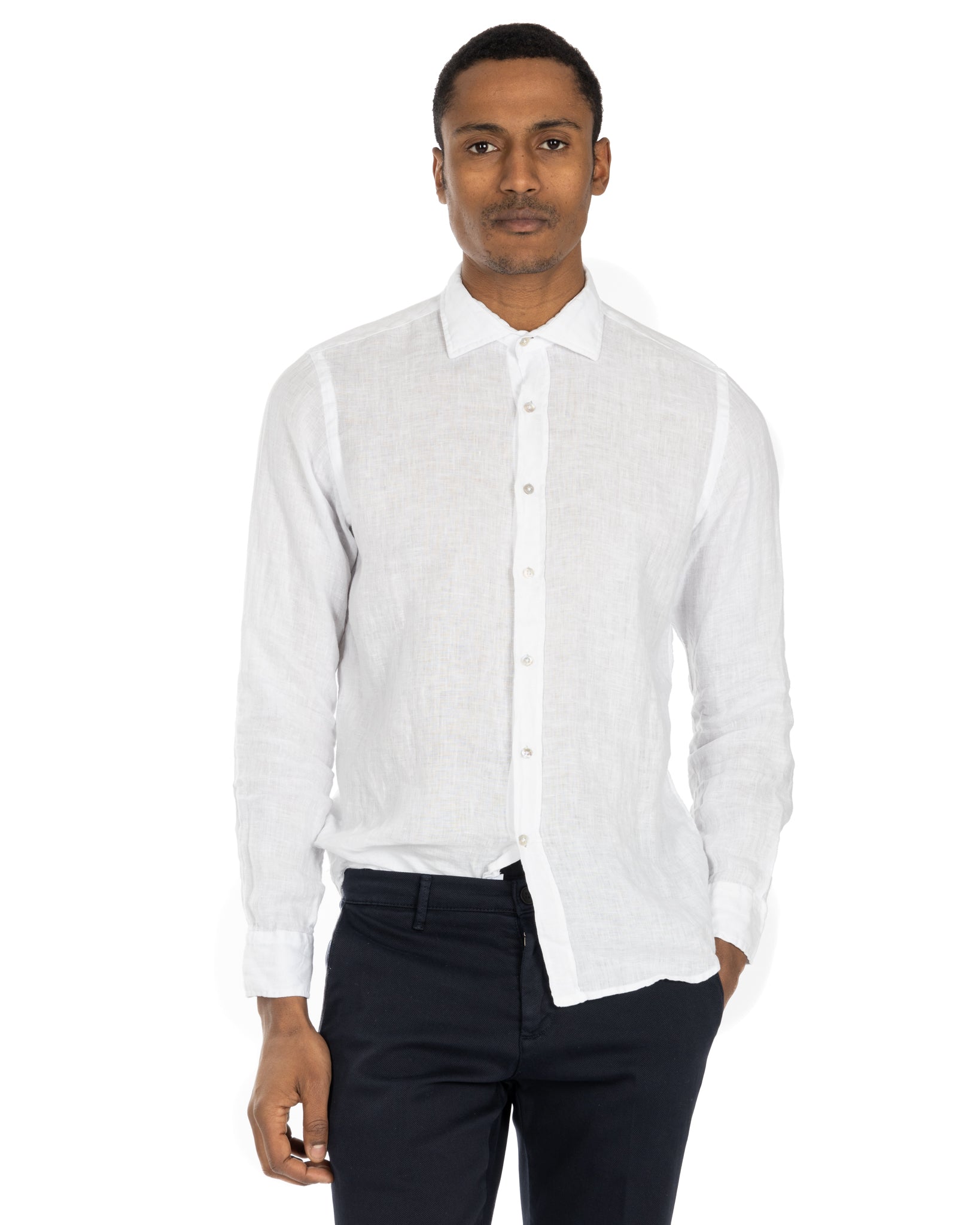 Montecarlo - camicia in puro lino bianco
