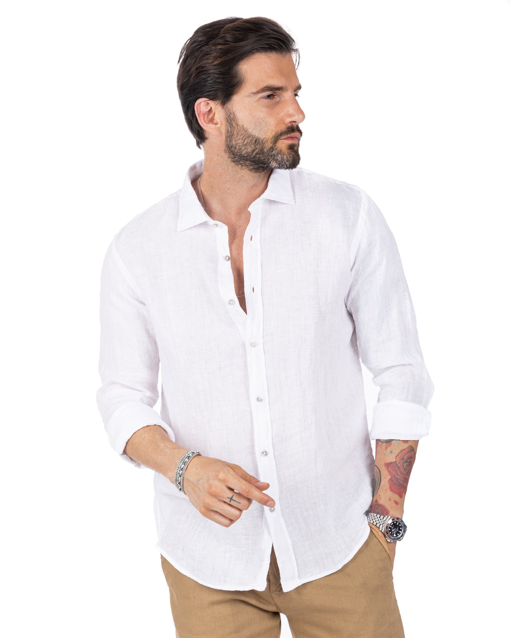 Montecarlo - camicia in puro lino bianco