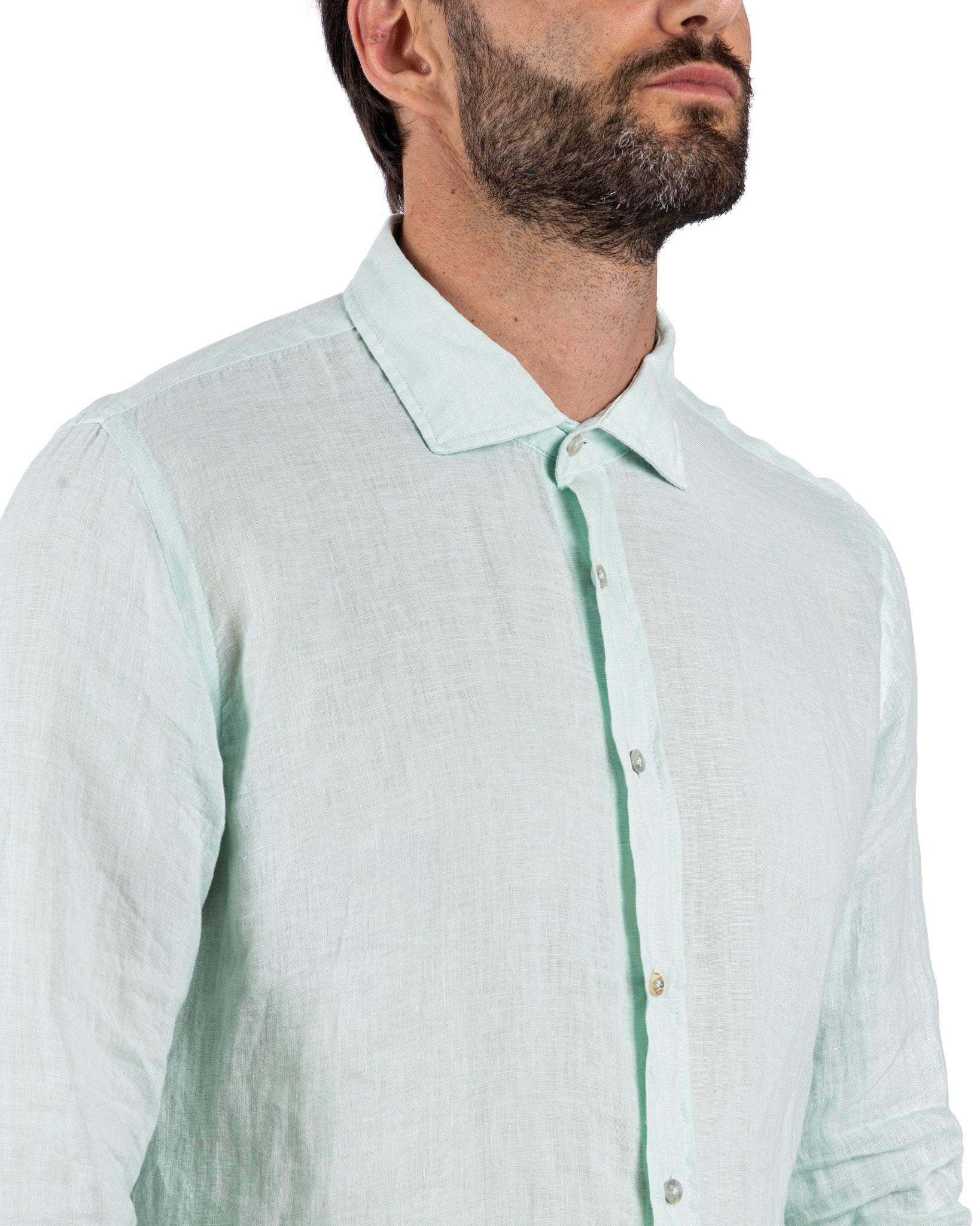Montecarlo - chemise en pur lin vert clair