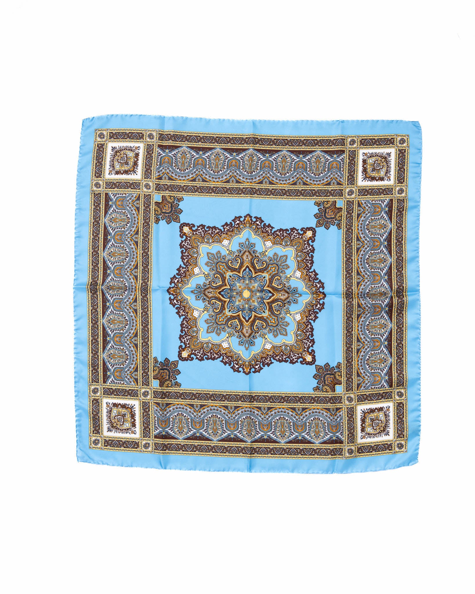 Foulard en soie - motif bleu clair