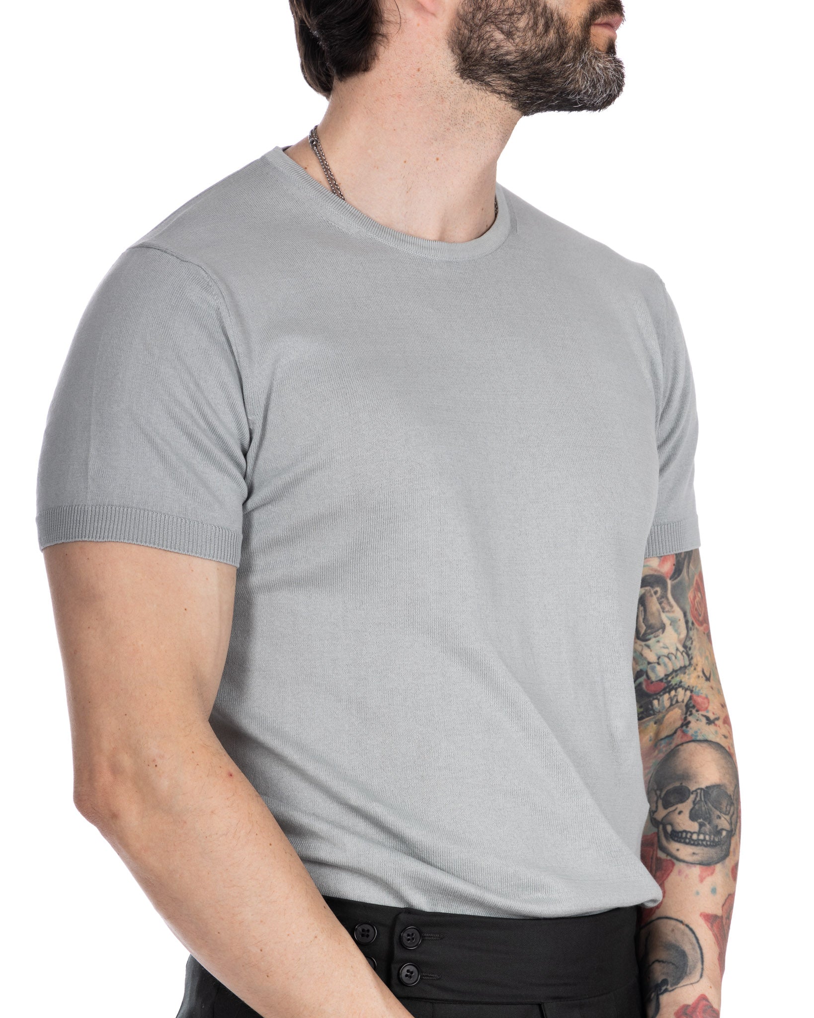 Jannik - t-shirt en maille gris clair