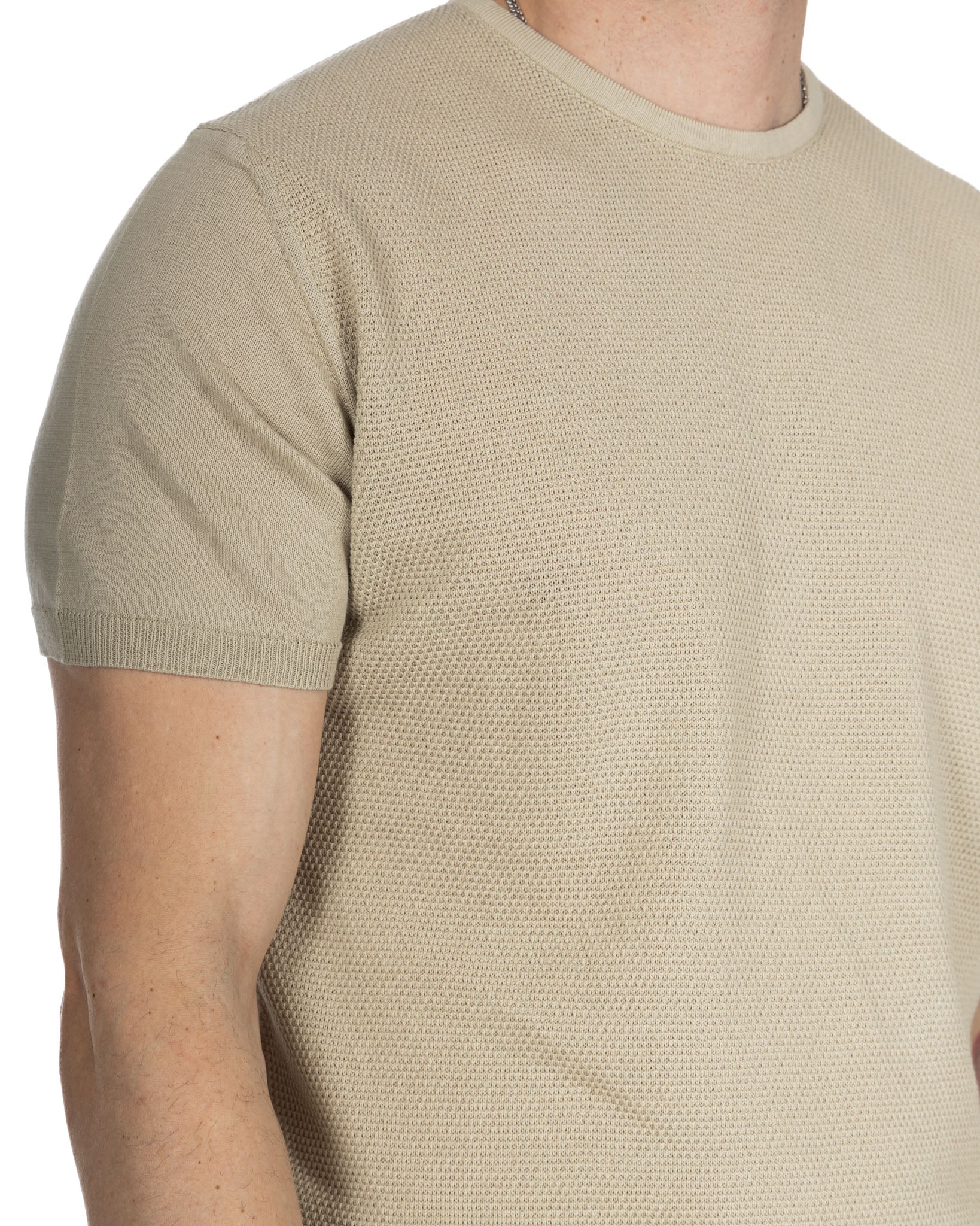 Lorenzo - t-shirt en maille jacquard beige