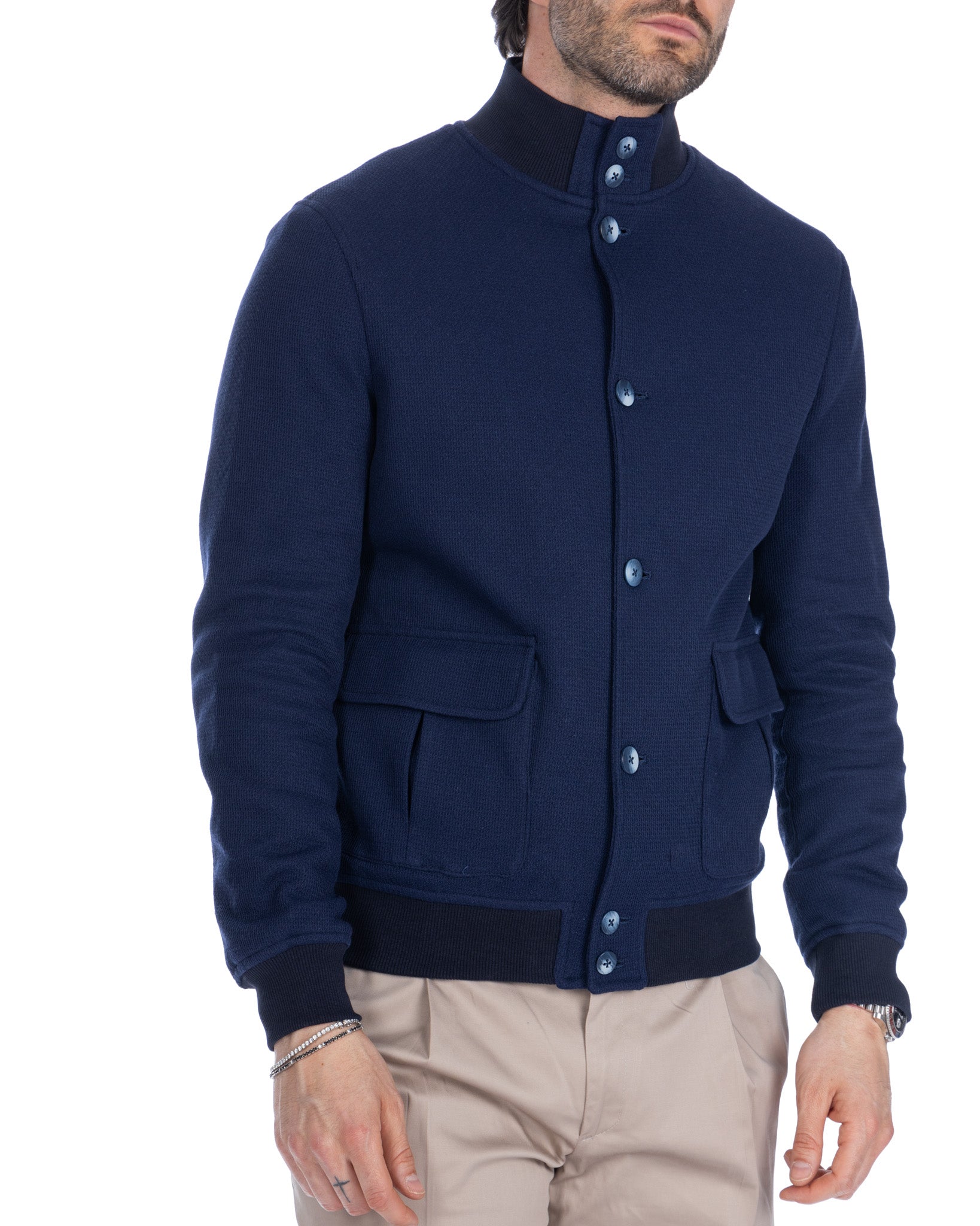 Trieste - blue cotton bomber jacket
