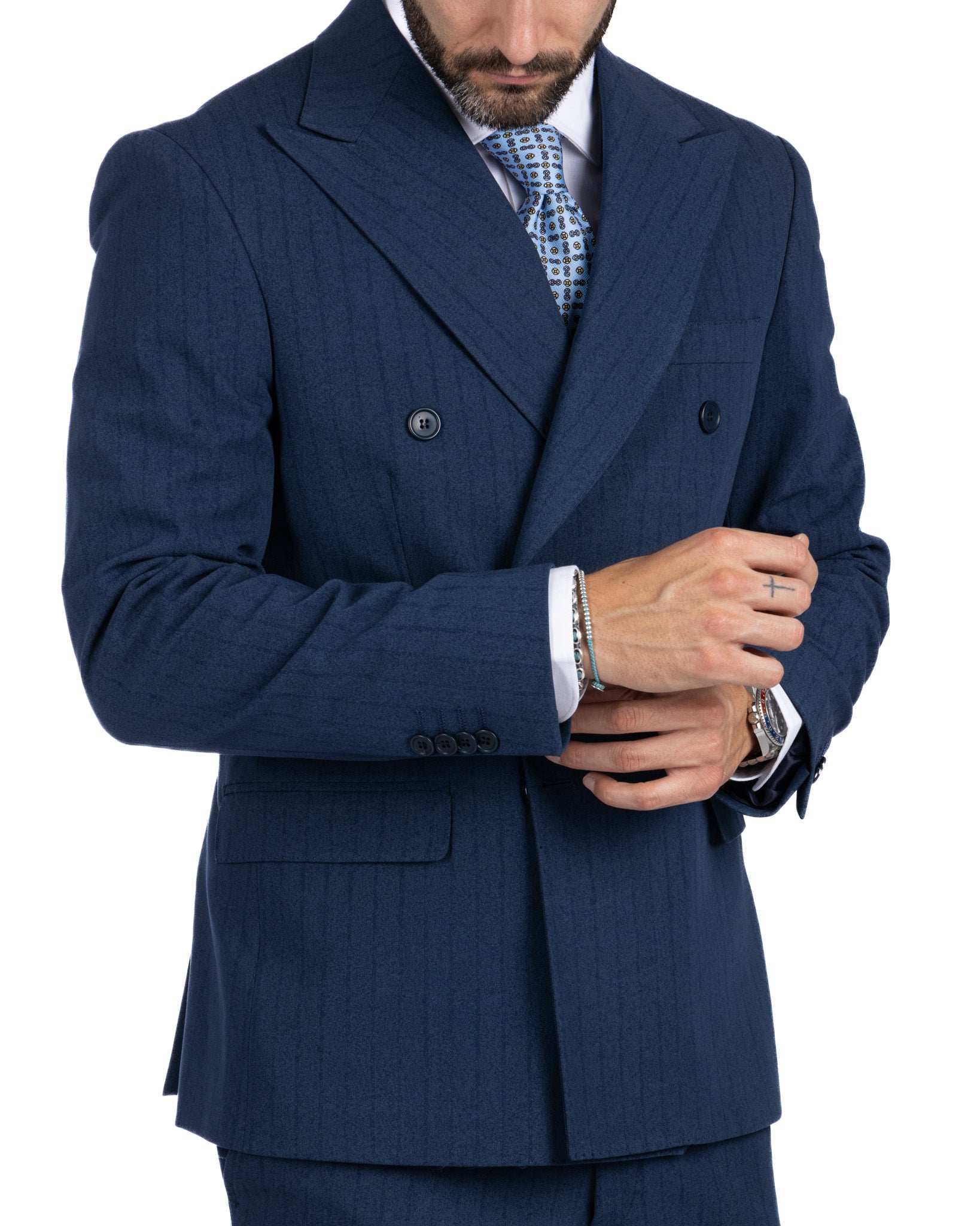 Enzo - double-breasted blue pinstriped suit
