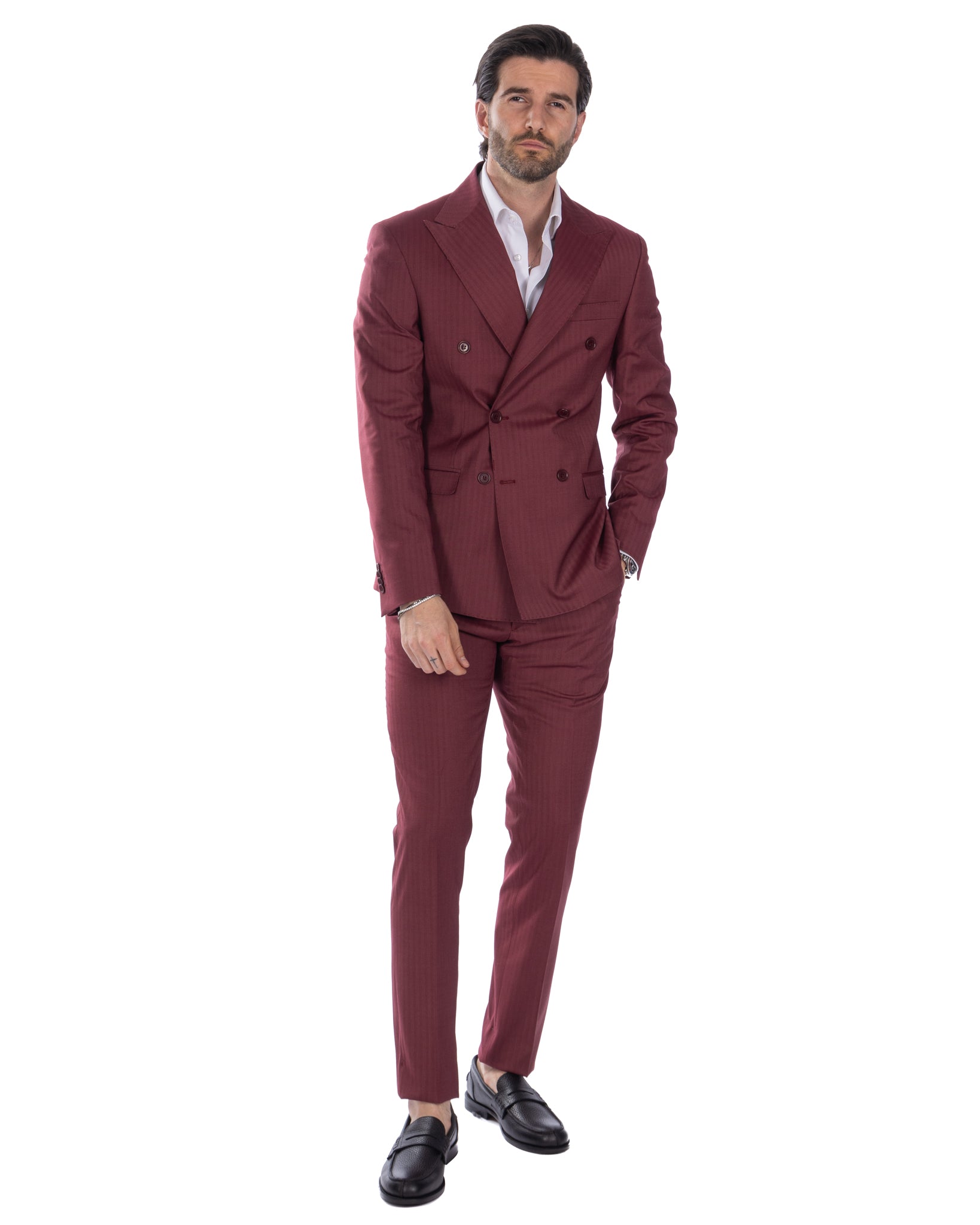 Marseille - burgundy solaro double-breasted suit