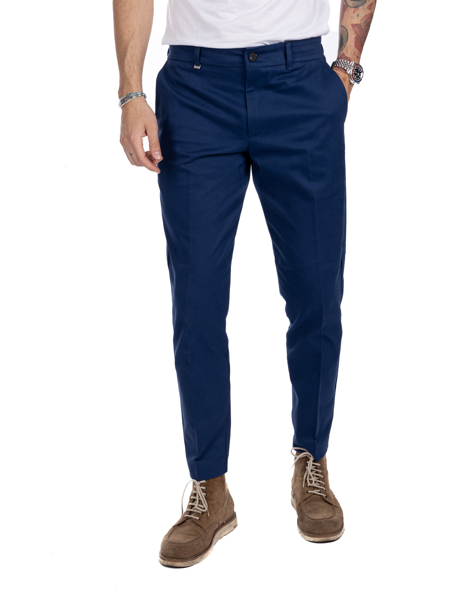 Elder - blue capri trousers in cotton
