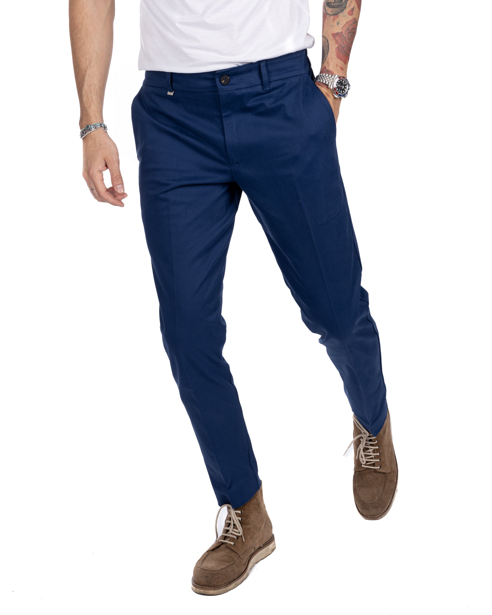 Elder - blue capri trousers in cotton