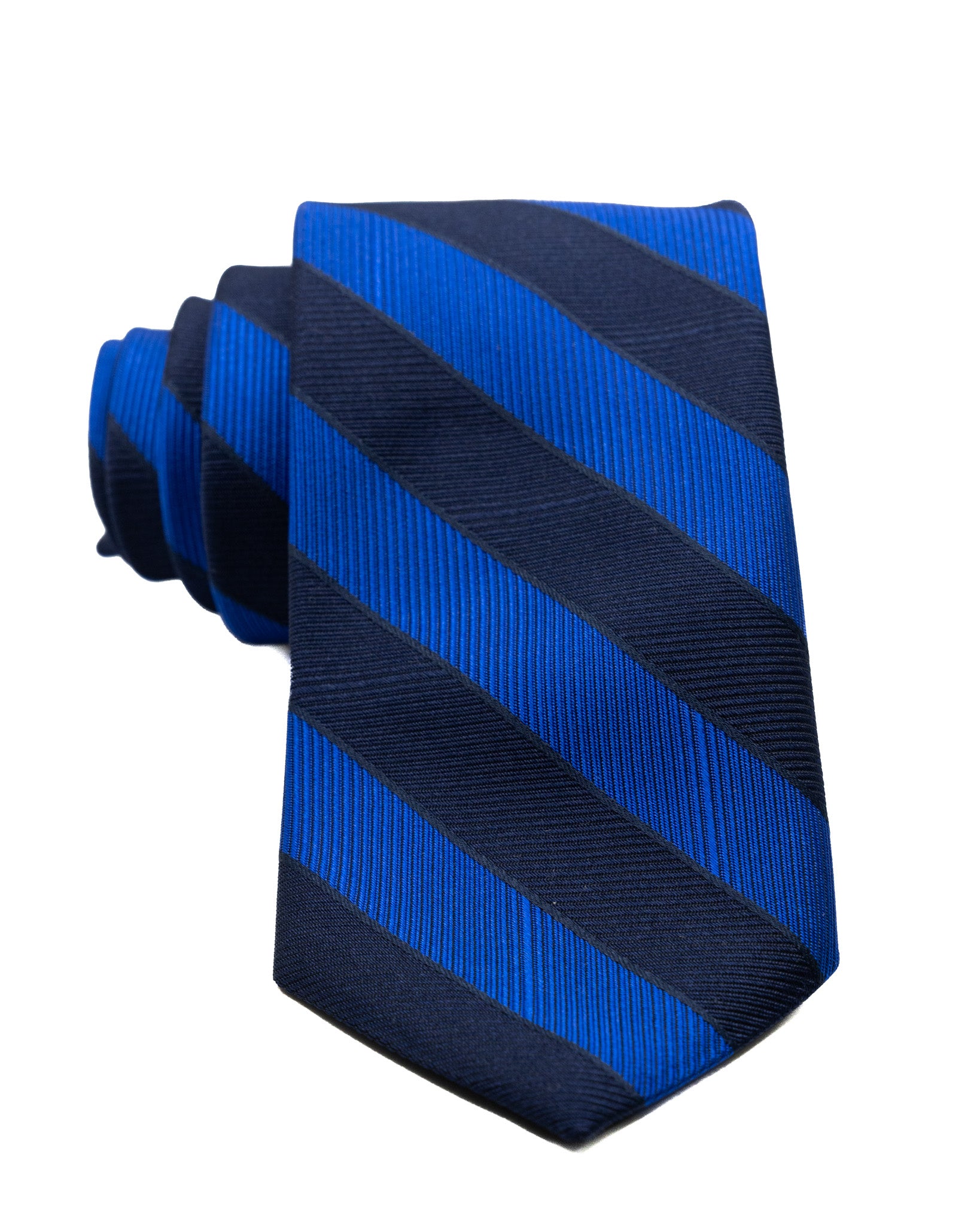 Cravatta - in seta con righe blu e royal