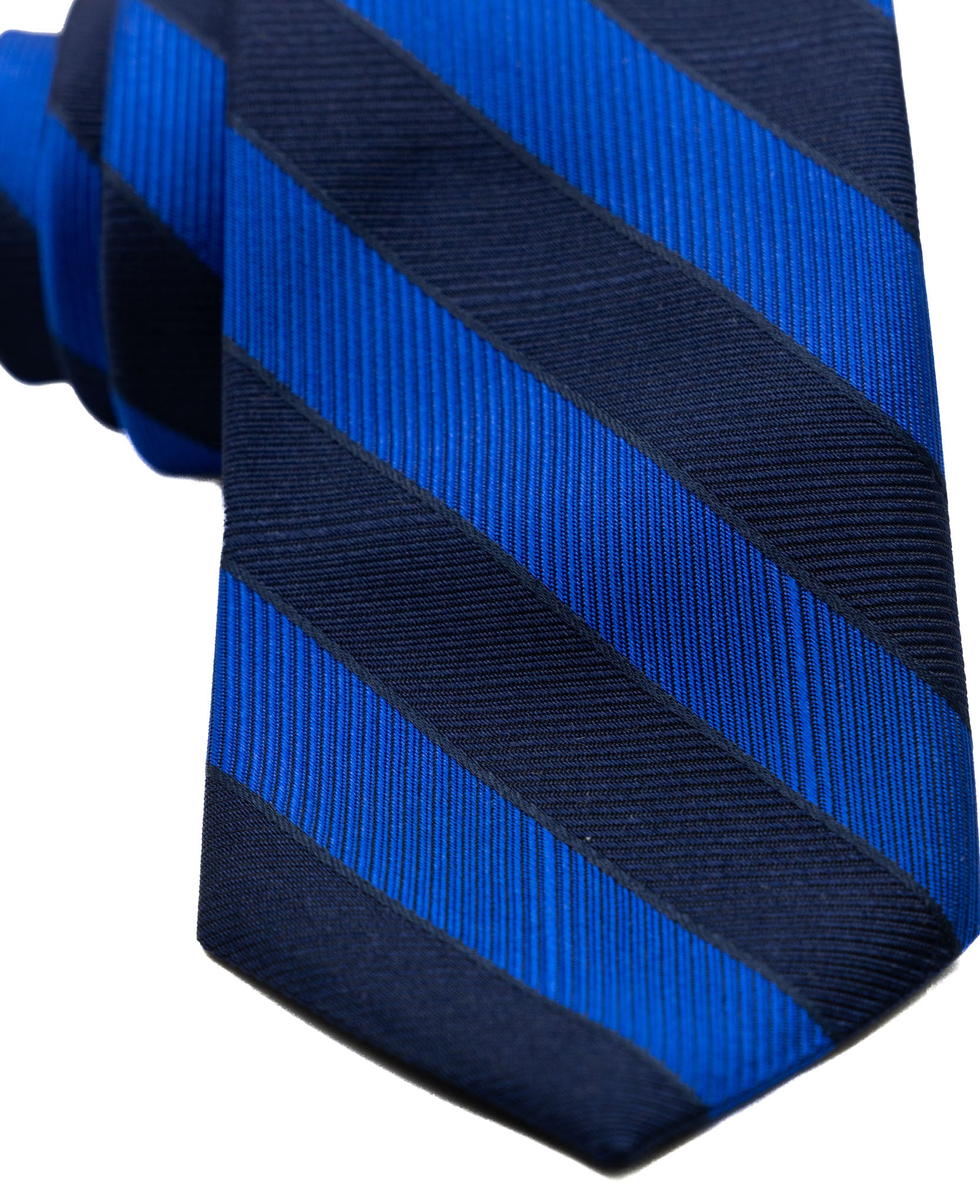 Cravate - en soie à rayures bleues et royales