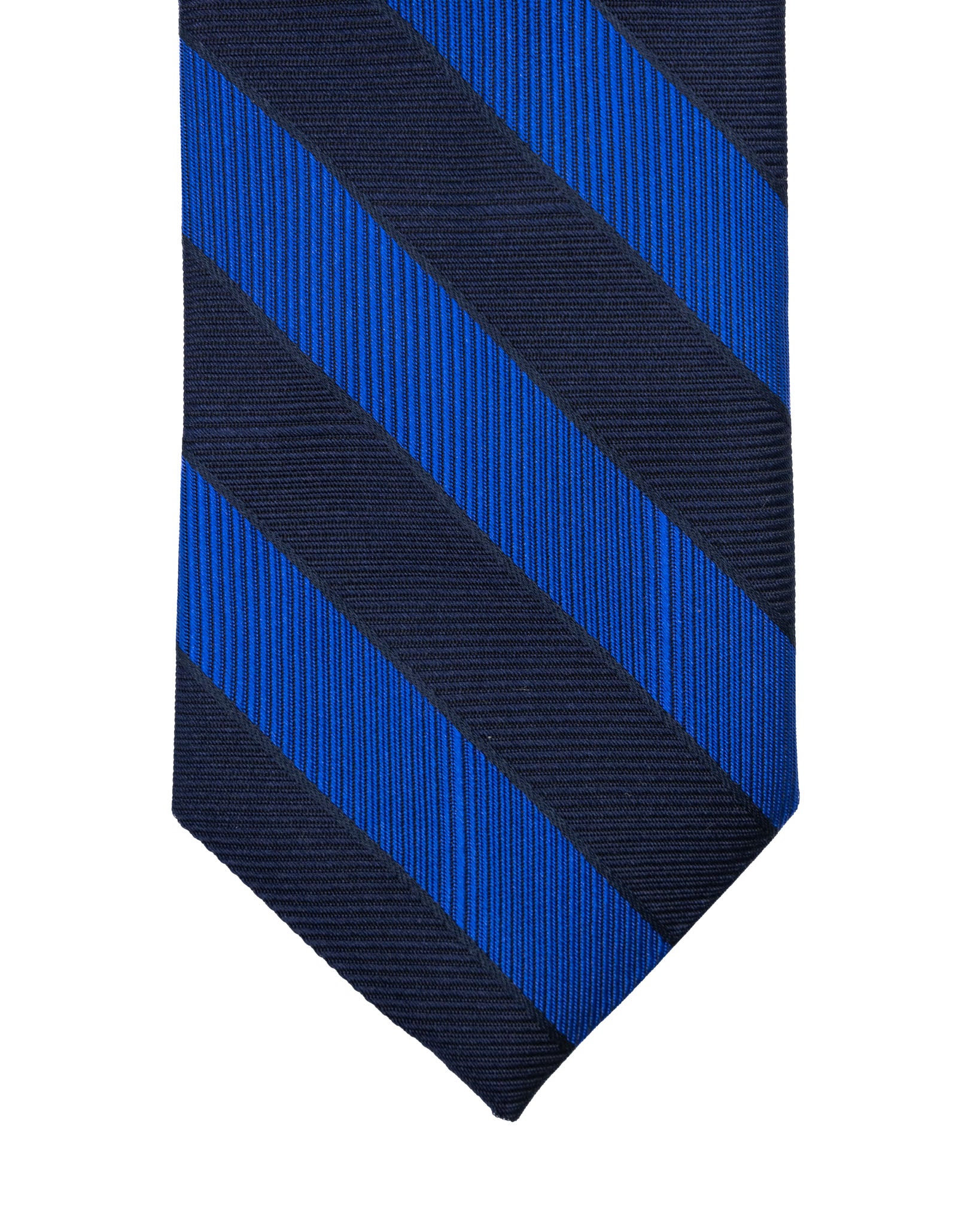 Tie - in silk with blue and royal stripes