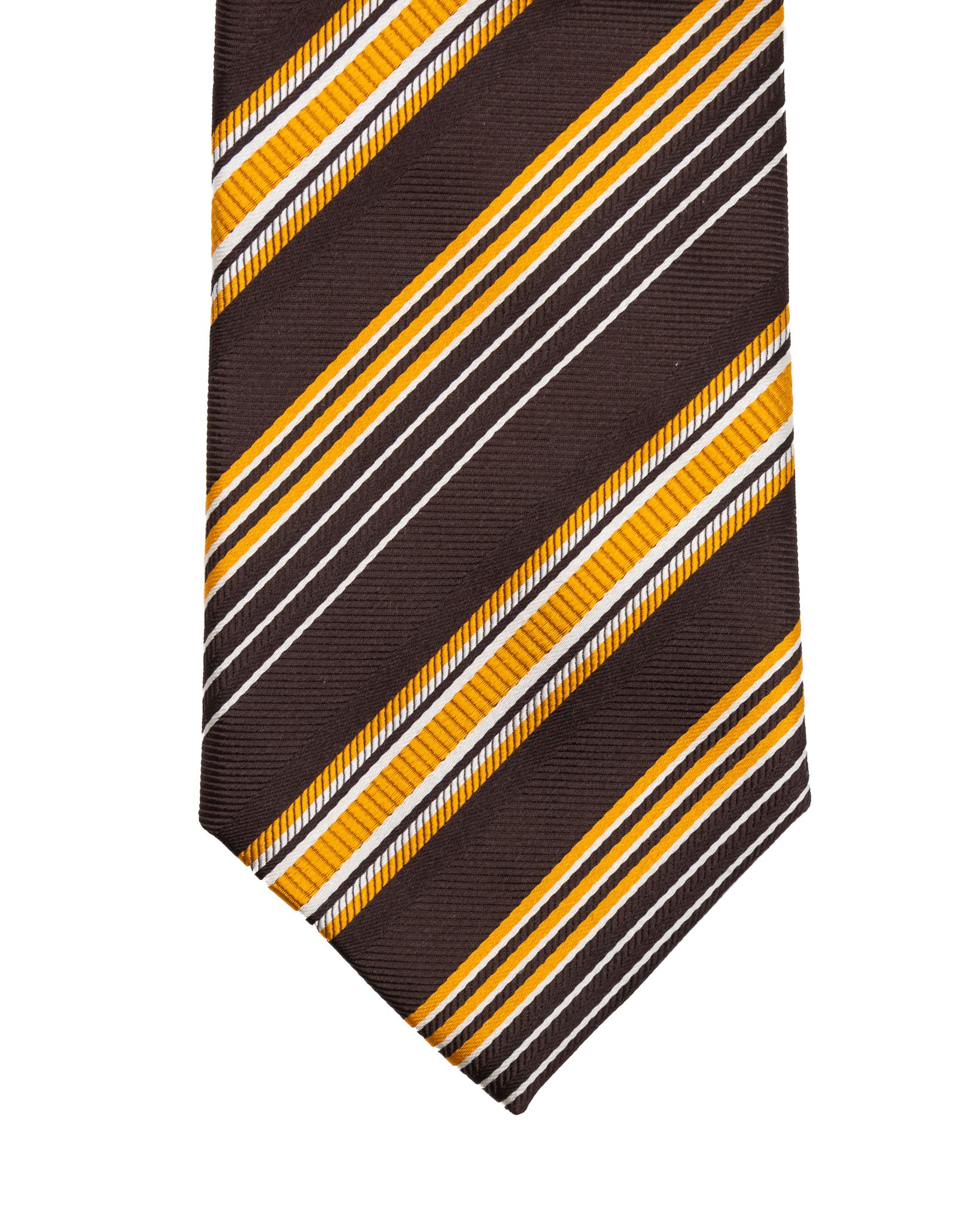 Cravatta - in seta marrone con righe arancio