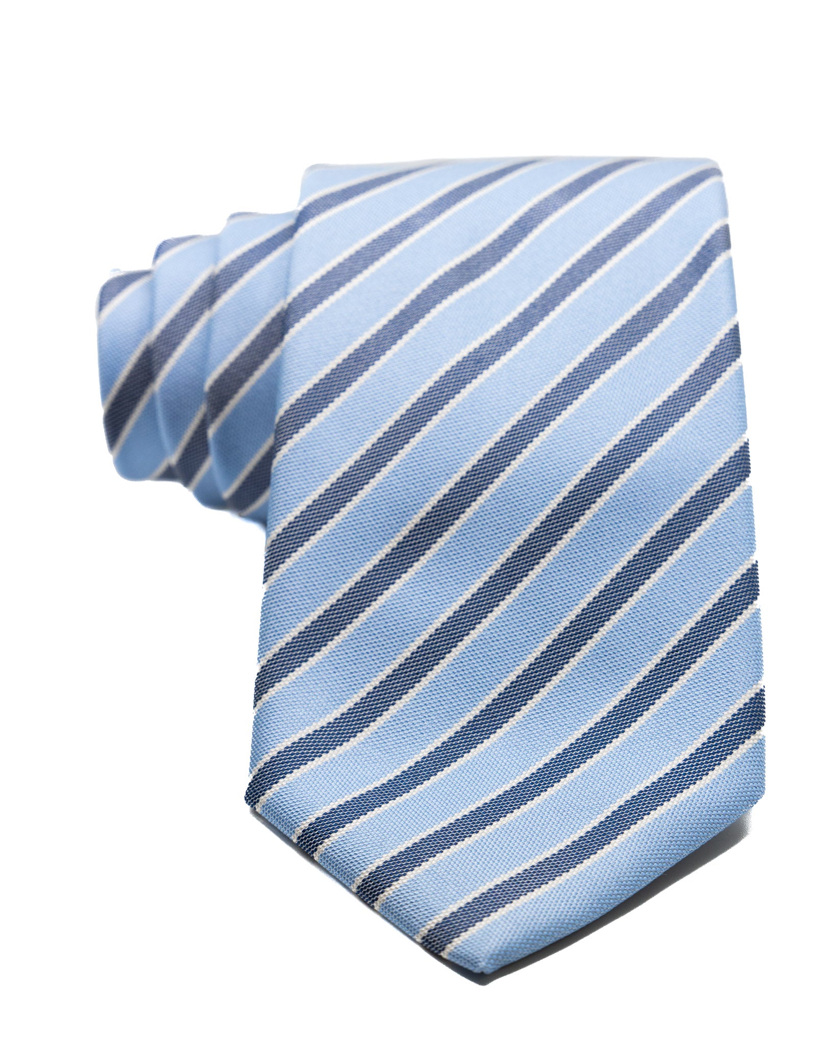 Cravatta - in seta azzurra con righe blu