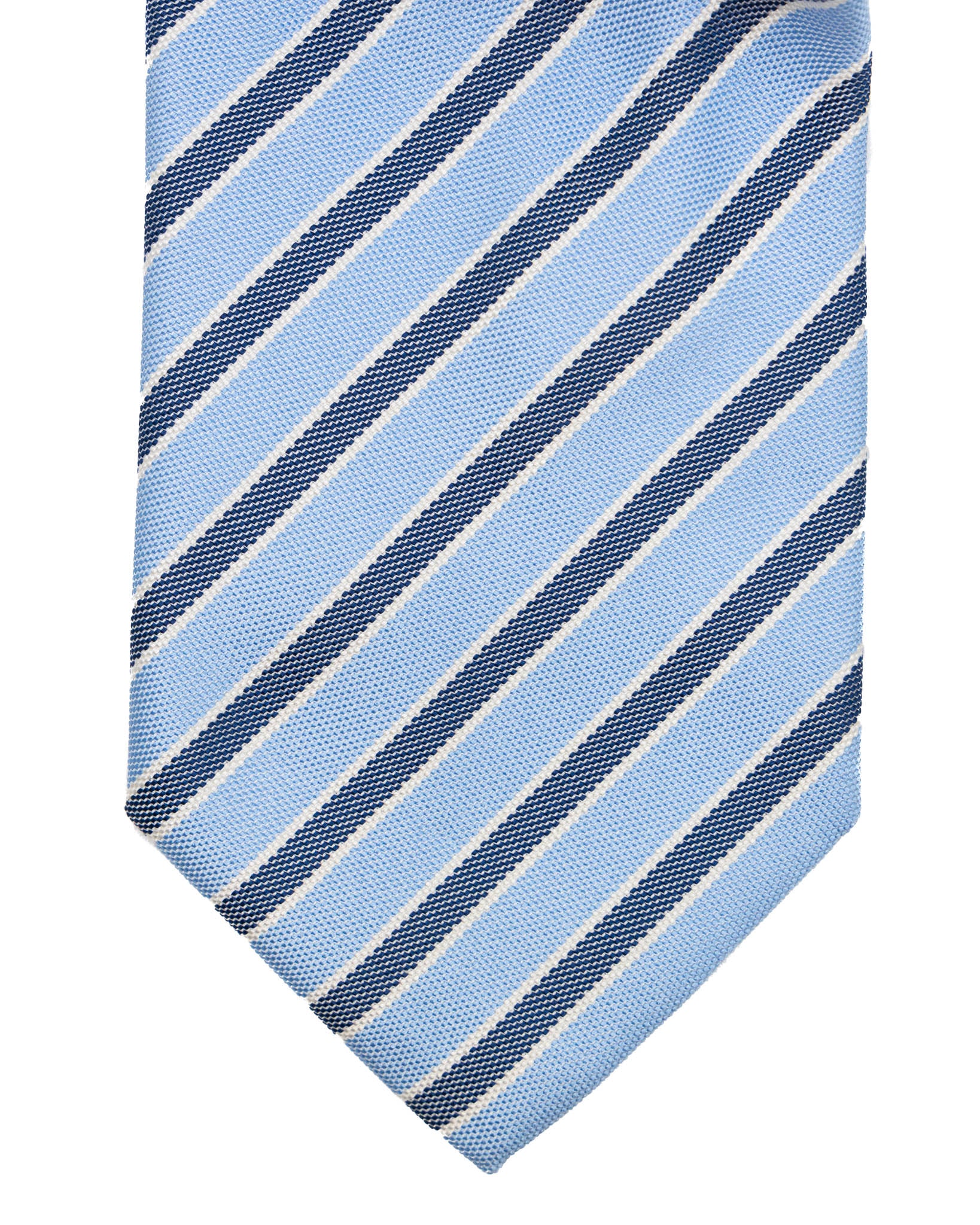 Cravate - en soie bleu clair à rayures bleues