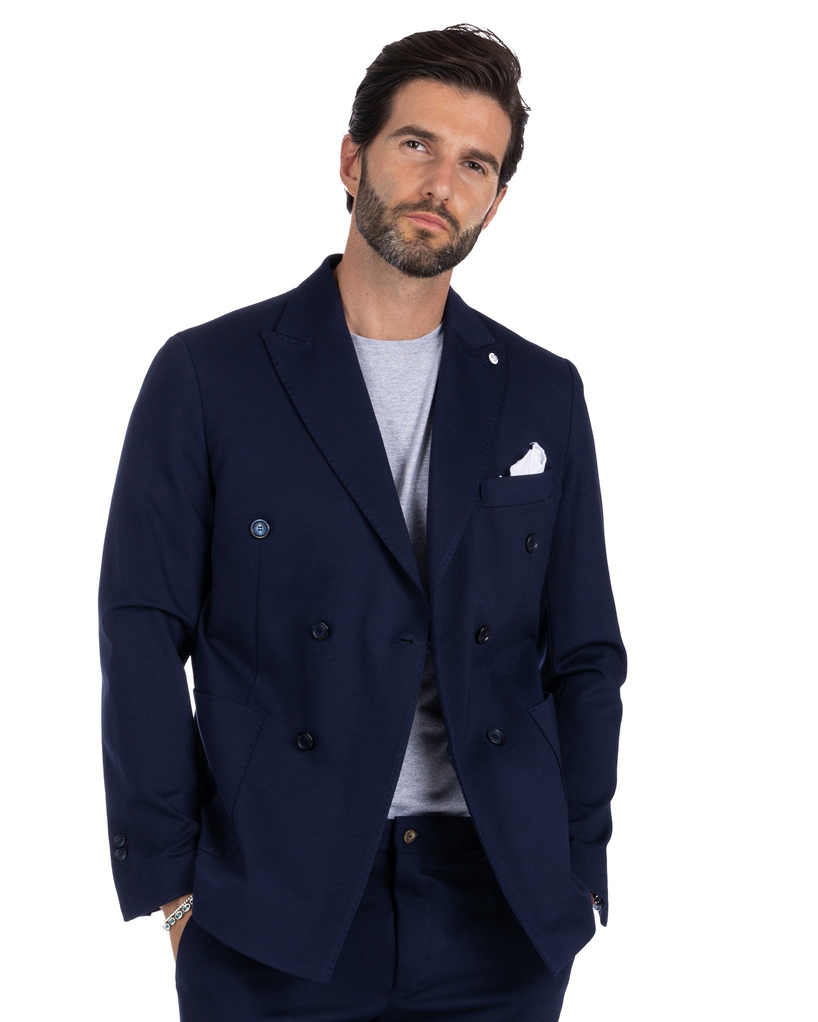 Mustang - blue milan stitch double-breasted jacket