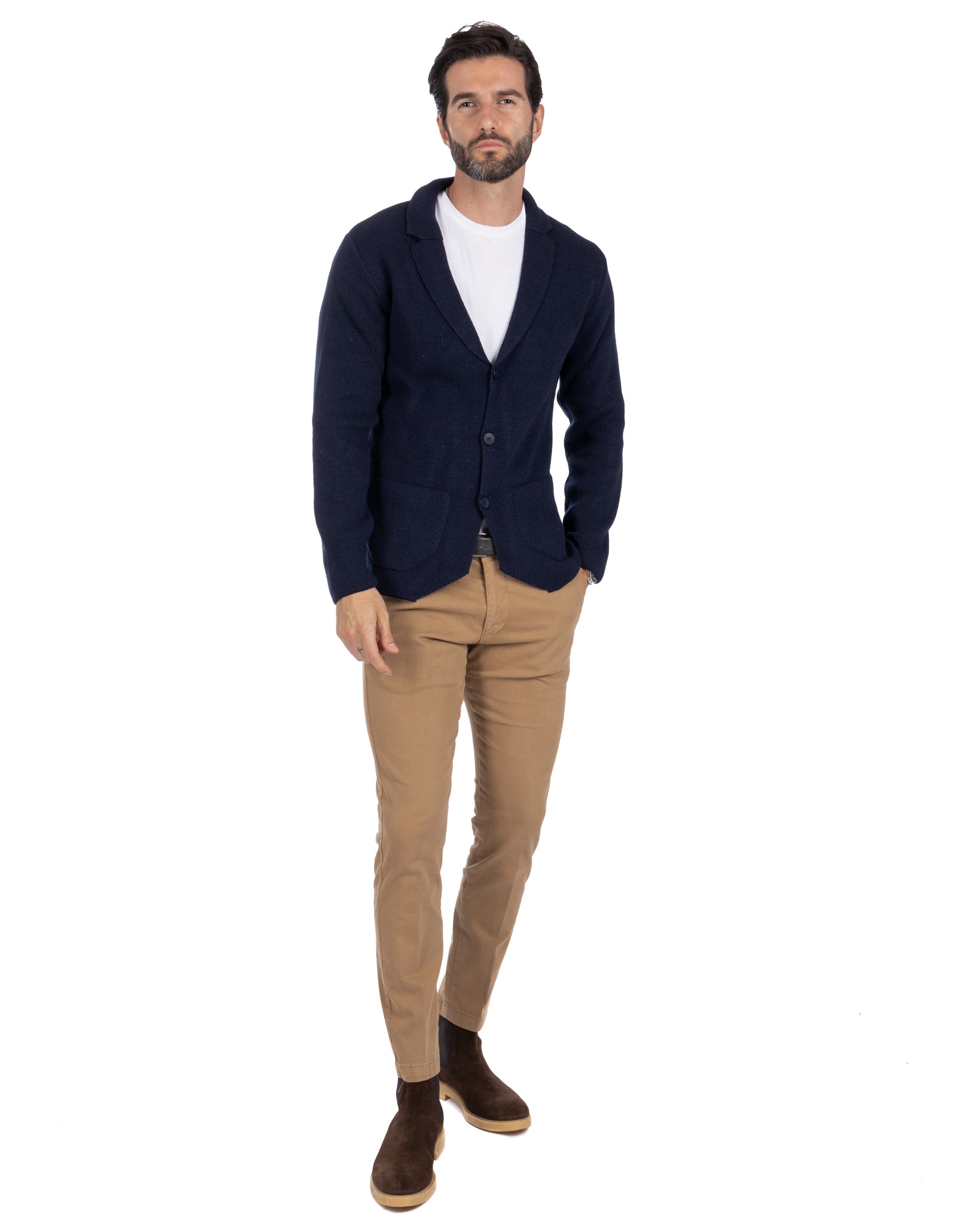 Laurent - cardigan in maglia blu