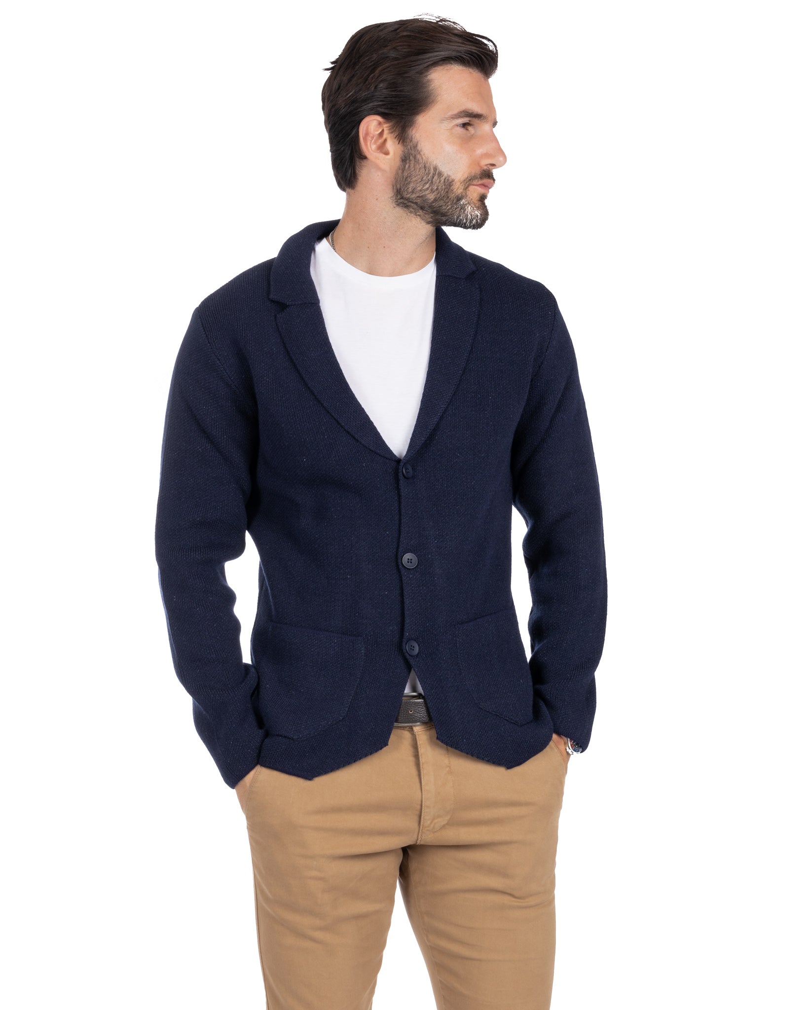 Laurent - cardigan in maglia blu