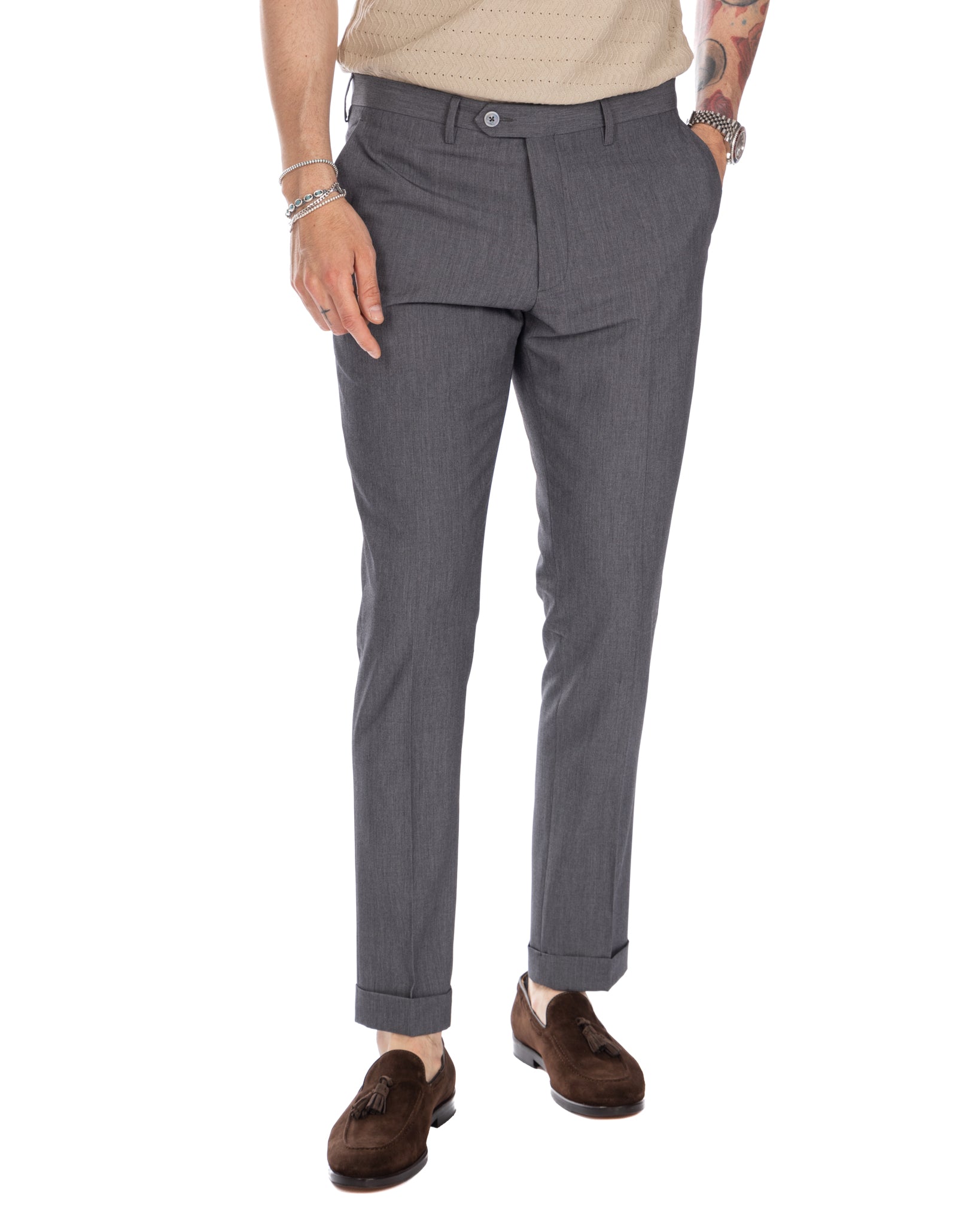 Brema - gray basic trousers